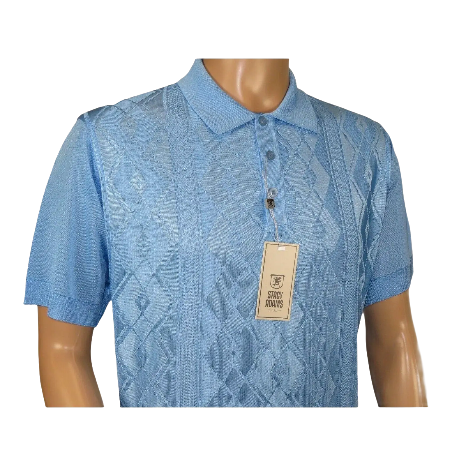 Mens Polo Shirt Slinky Sheer Short Sleeves Soft Touch by Stacy Adams 57007 Blue - J.Valintin Men's Wear Legend - 100065