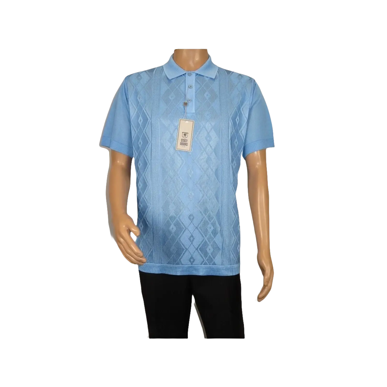 Mens Polo Shirt Slinky Sheer Short Sleeves Soft Touch by Stacy Adams 57007 Blue - J.Valintin Men's Wear Legend - 100065