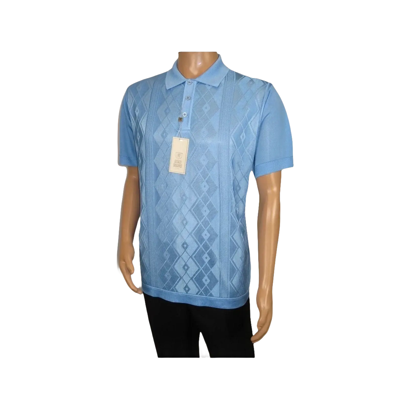 Mens Polo Shirt Slinky Sheer Short Sleeves Soft Touch by Stacy Adams 57007 Blue - J.Valintin Men's Wear Legend - 100065