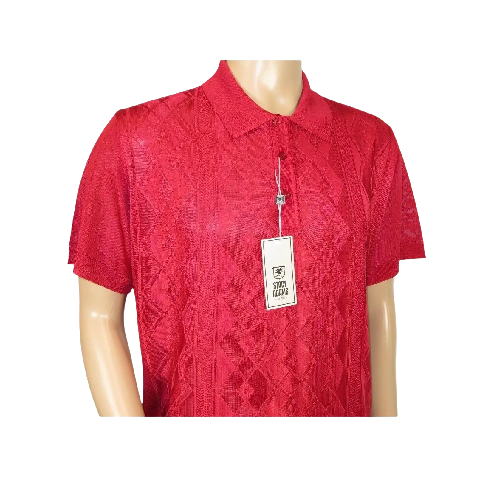 Mens Polo Shirt Slinky Sheer Short Sleeves Soft Touch by Stacy Adams 57007 Red - J.Valintin Men's Wear Legend - 100055