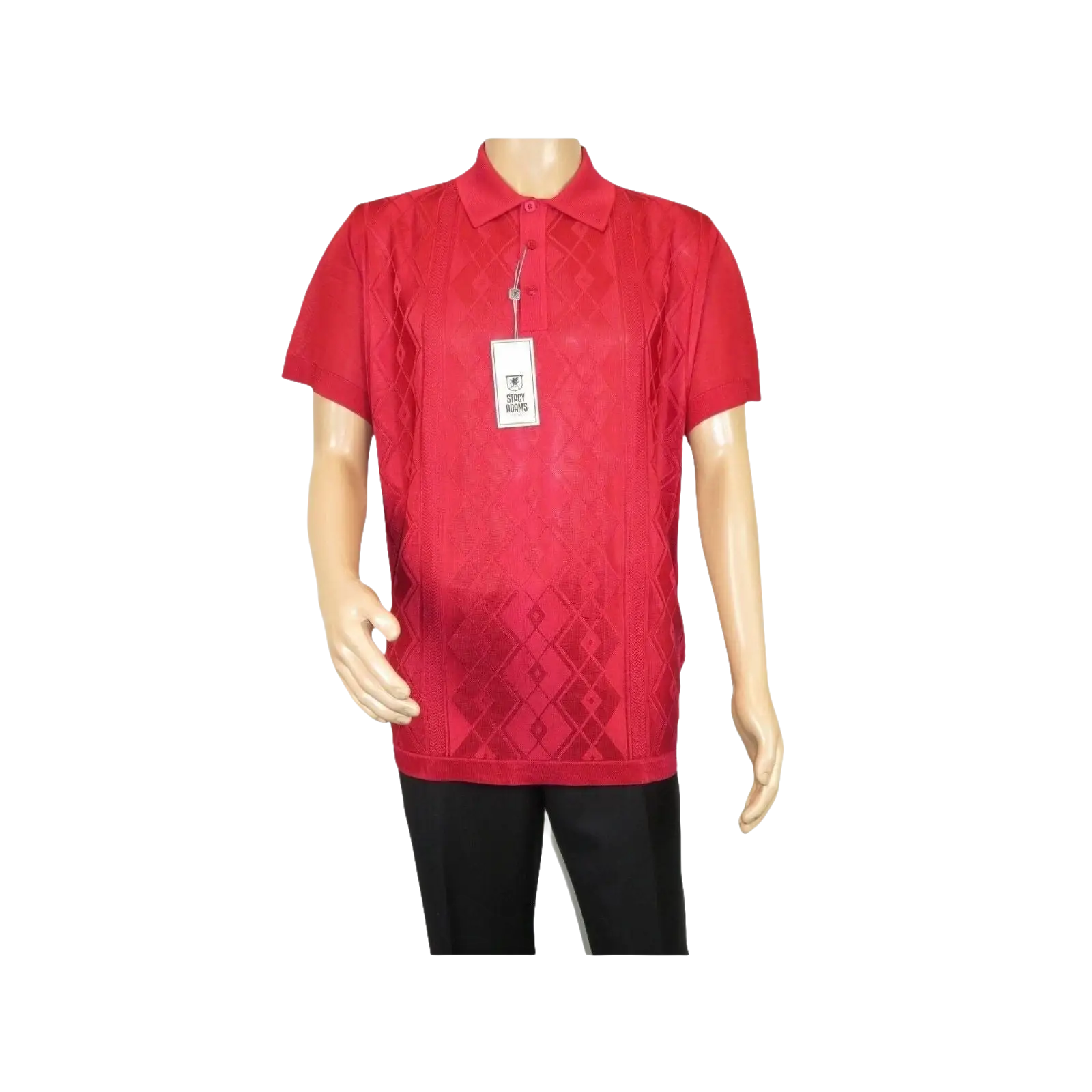 Mens Polo Shirt Slinky Sheer Short Sleeves Soft Touch by Stacy Adams 57007 Red - J.Valintin Men's Wear Legend - 100055