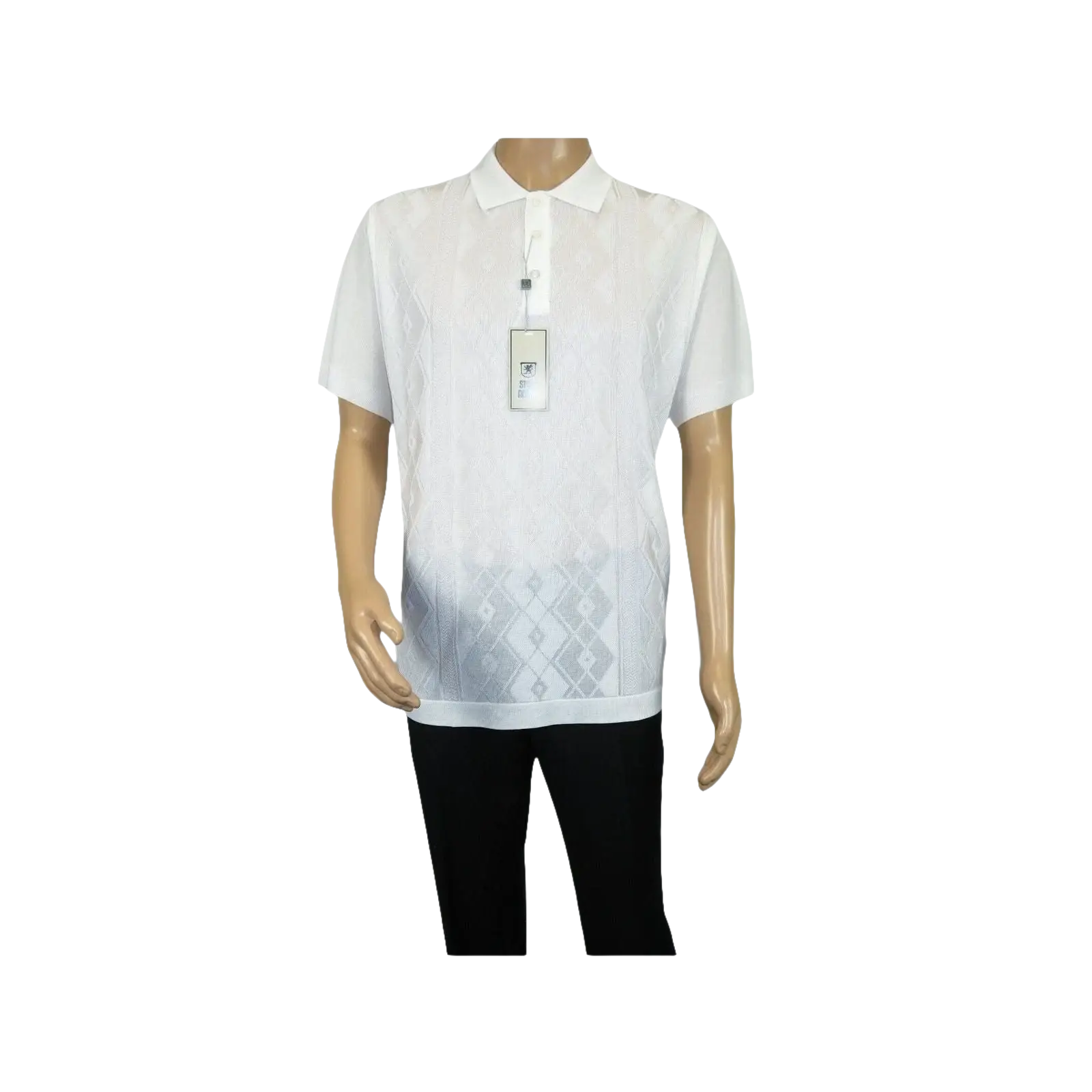 Mens Polo Shirt Slinky Sheer Short Sleeves Soft Touch by Stacy Adams 57007 White - J.Valintin Men's Wear Legend - 100060