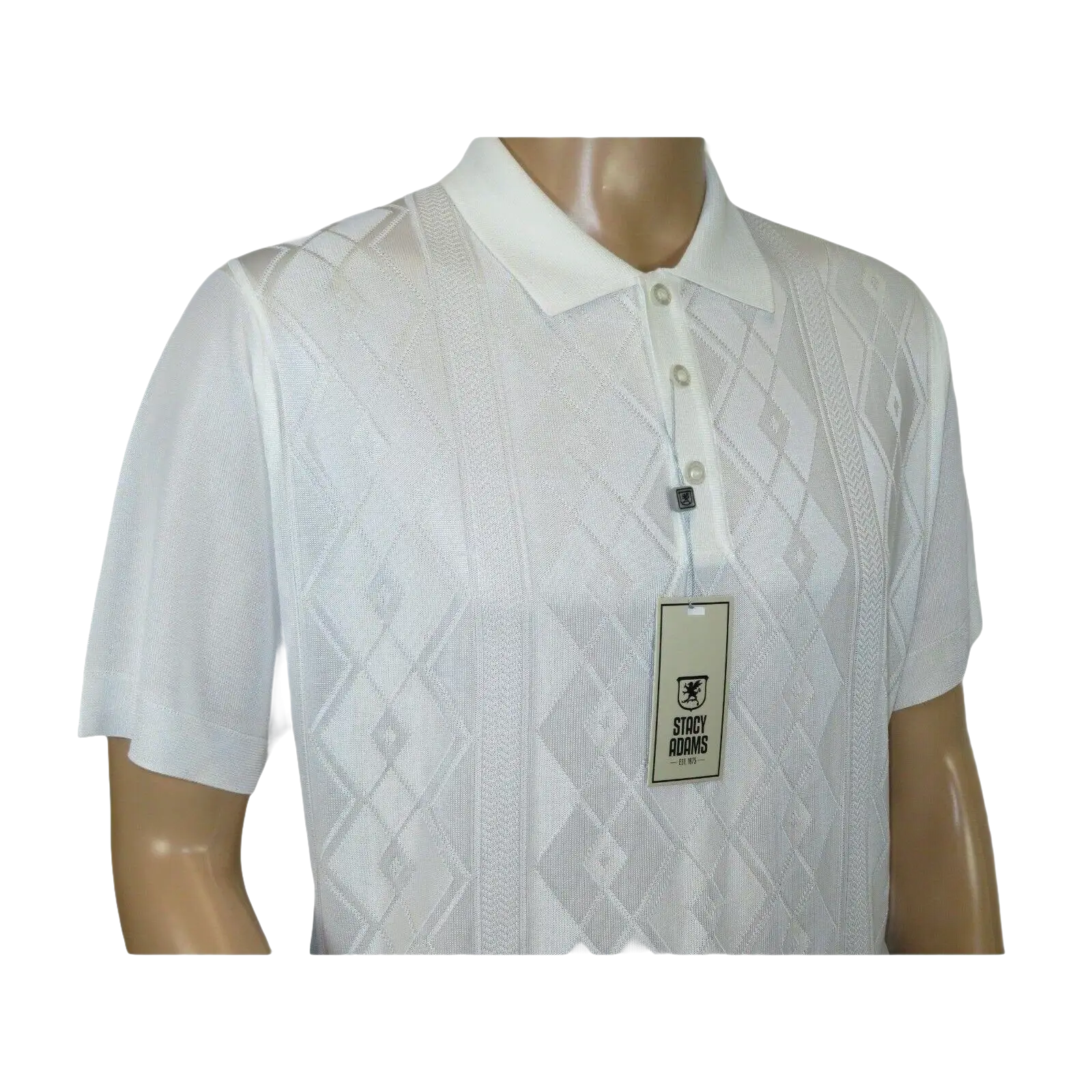 Mens Polo Shirt Slinky Sheer Short Sleeves Soft Touch by Stacy Adams 57007 White - J.Valintin Men's Wear Legend - 100060