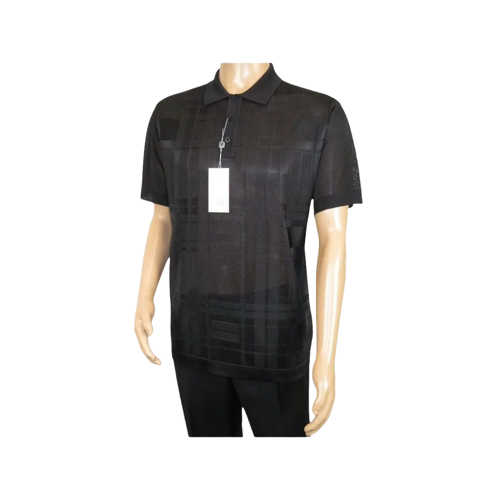 Mens Polo Shirt Slinky Sheer Short Sleeves Soft Touch Stacy Adams 57006 Black - J.Valintin Men's Wear Legend - 100046