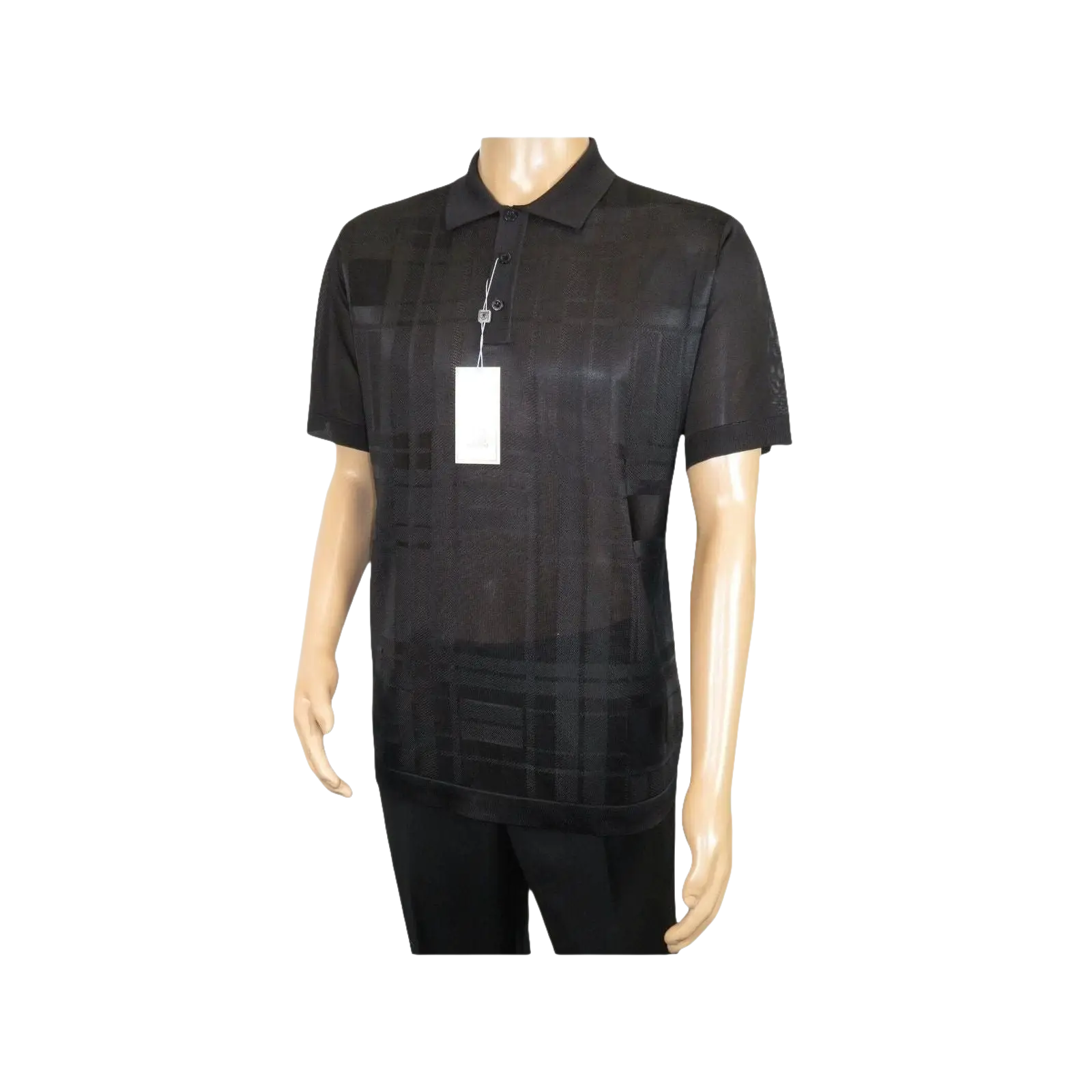 Mens Polo Shirt Slinky Sheer Short Sleeves Soft Touch Stacy Adams 57006 Black - J.Valintin Men's Wear Legend - 100046