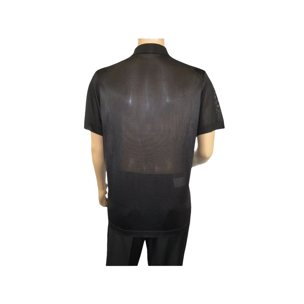 Mens Polo Shirt Slinky Sheer Short Sleeves Soft Touch Stacy Adams 57006 Black - J.Valintin Men's Wear Legend - 100046