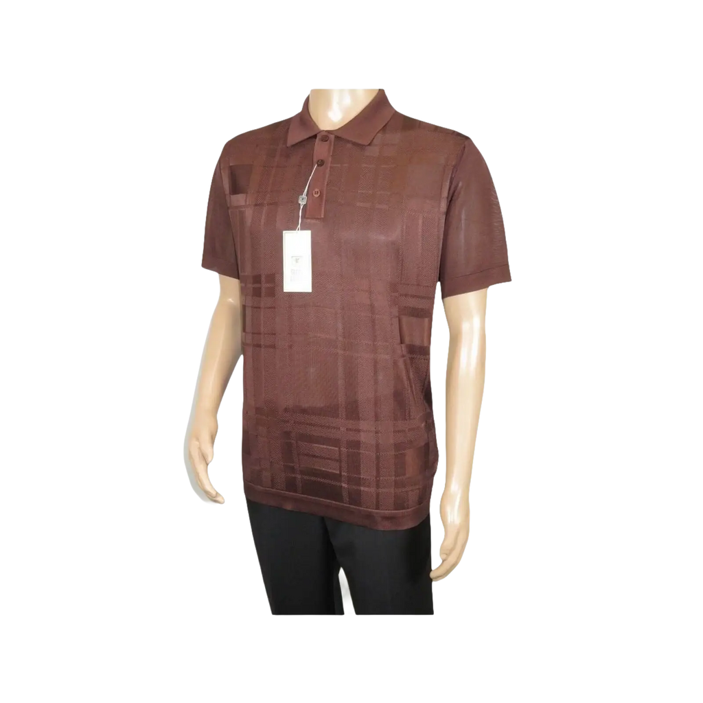 Mens Polo Shirt Slinky Sheer Short Sleeves Soft Touch Stacy Adams 57006 Brown - J.Valintin Men's Wear Legend - 100041