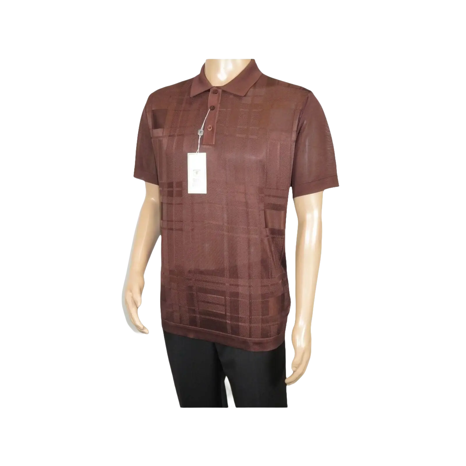 Mens Polo Shirt Slinky Sheer Short Sleeves Soft Touch Stacy Adams 57006 Brown - J.Valintin Men's Wear Legend - 100041