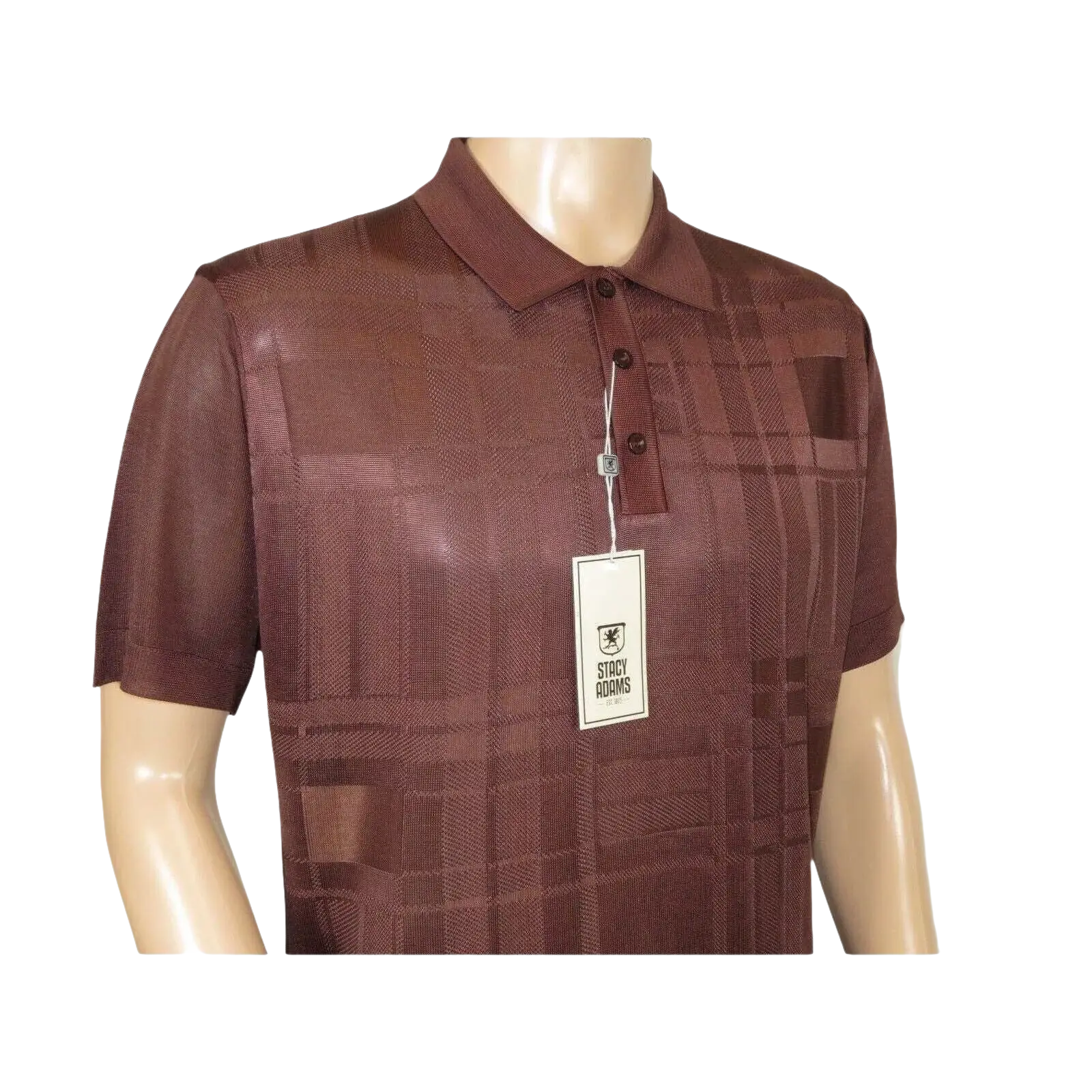 Mens Polo Shirt Slinky Sheer Short Sleeves Soft Touch Stacy Adams 57006 Brown - J.Valintin Men's Wear Legend - 100041
