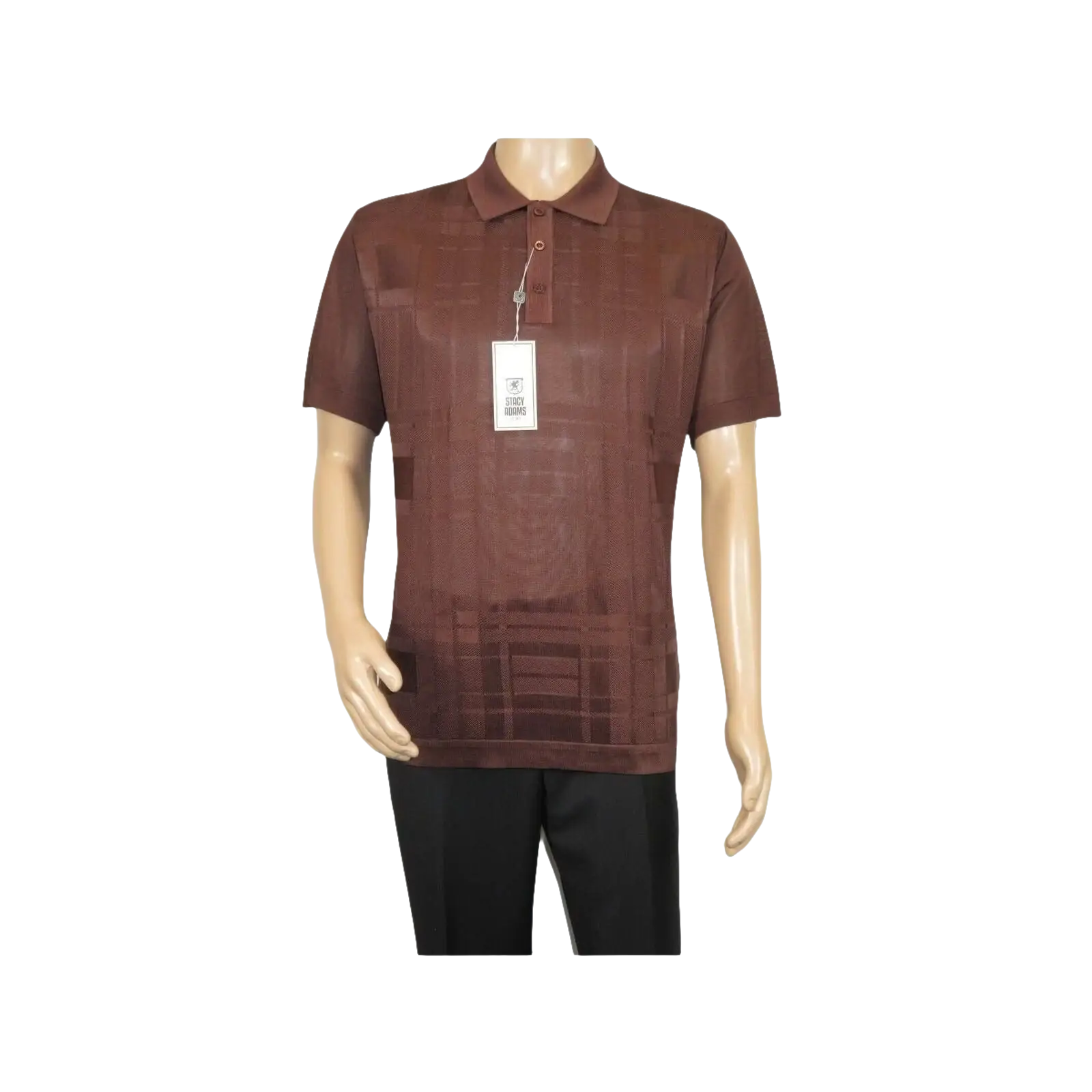 Mens Polo Shirt Slinky Sheer Short Sleeves Soft Touch Stacy Adams 57006 Brown - J.Valintin Men's Wear Legend - 100041