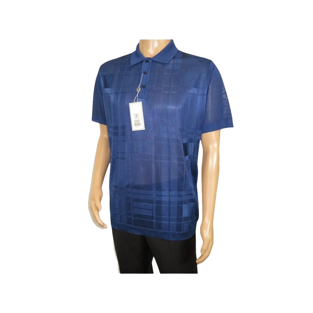 Mens Polo Shirt Slinky Sheer Short Sleeves Soft Touch Stacy Adams 57006 Navy - J.Valintin Men's Wear Legend - 100036