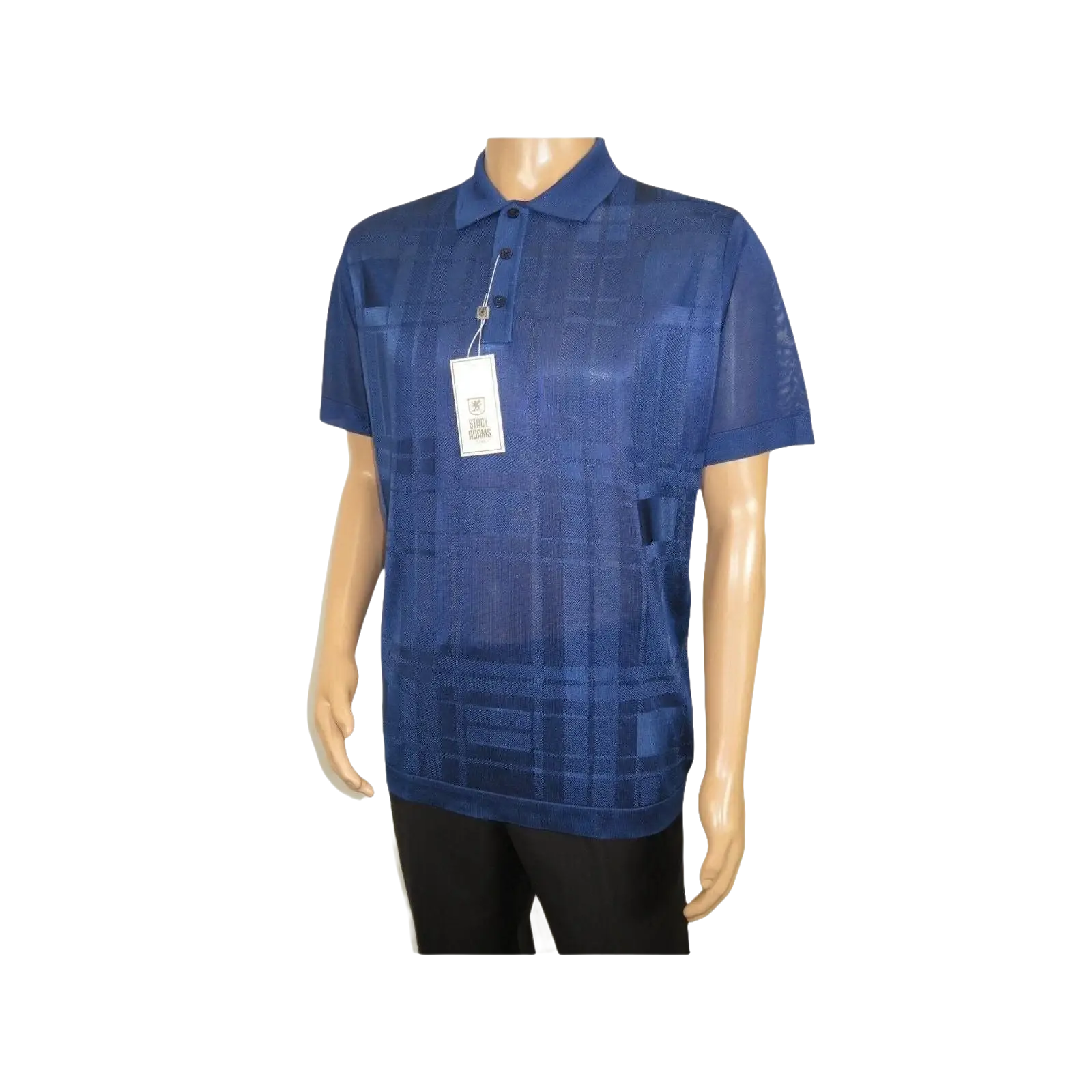 Mens Polo Shirt Slinky Sheer Short Sleeves Soft Touch Stacy Adams 57006 Navy - J.Valintin Men's Wear Legend - 100036