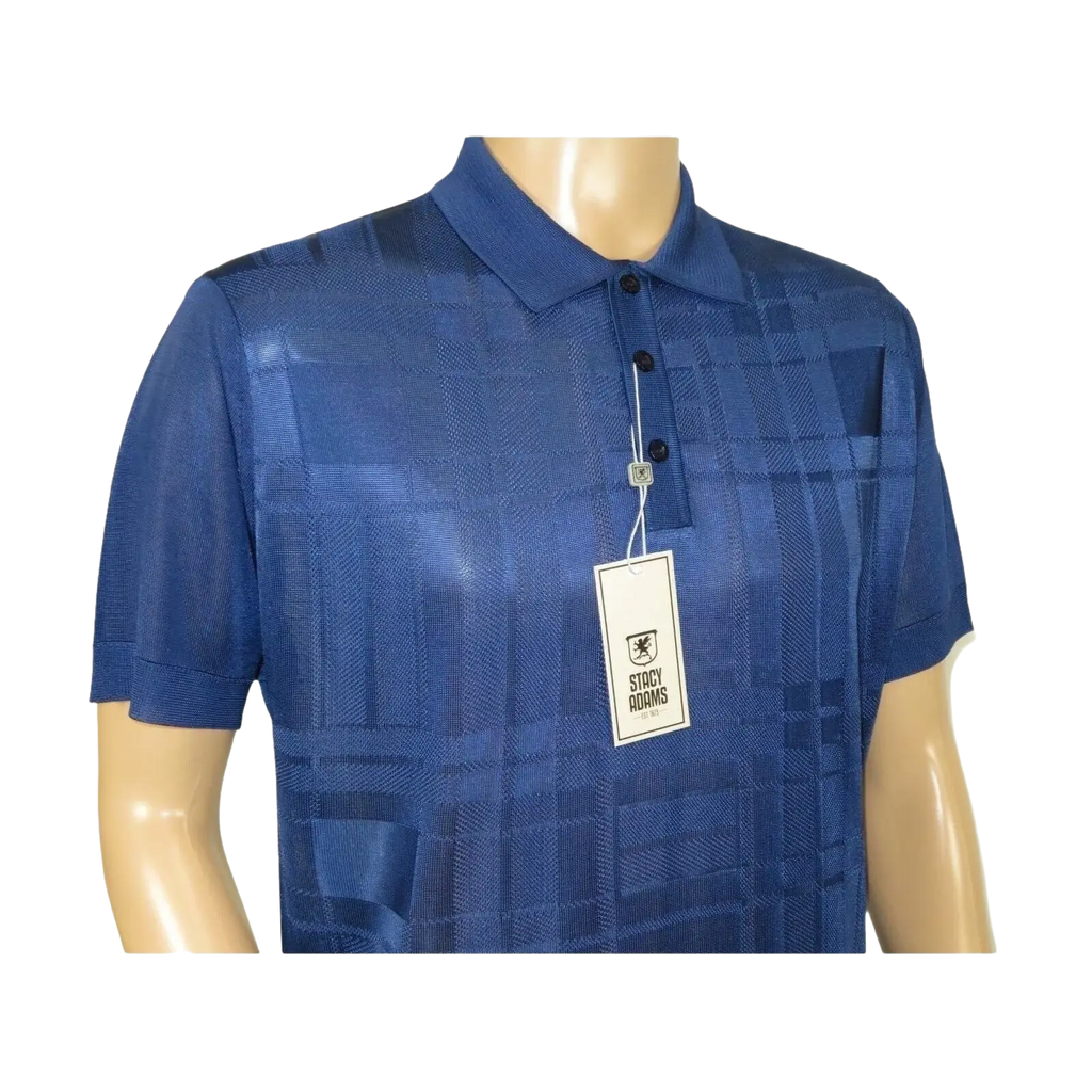 Mens Polo Shirt Slinky Sheer Short Sleeves Soft Touch Stacy Adams 57006 Navy - J.Valintin Men's Wear Legend - 100036