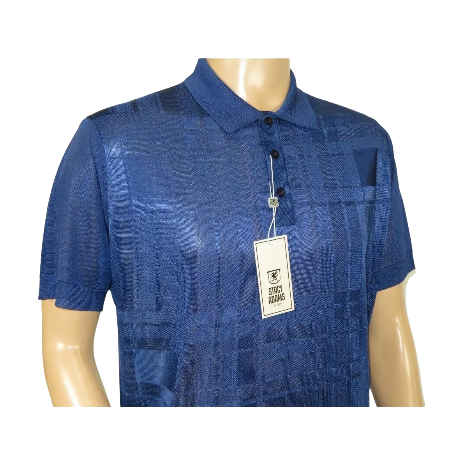 Mens Polo Shirt Slinky Sheer Short Sleeves Soft Touch Stacy Adams 57006 Navy - J.Valintin Men's Wear Legend - 100036