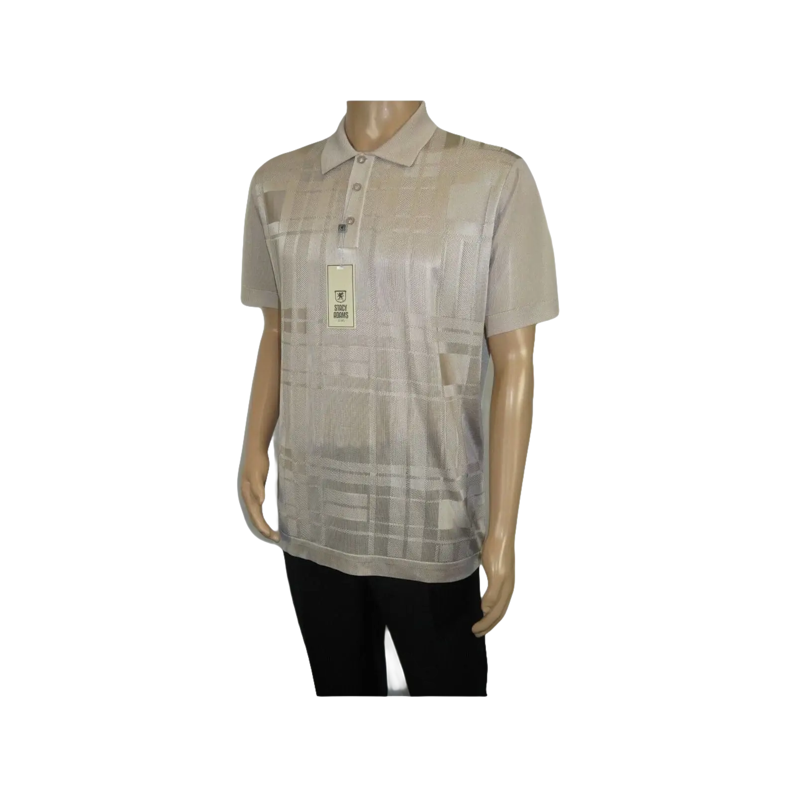 Mens Polo Shirt Slinky Sheer Short Sleeves Soft Touch Stacy Adams 57006 Taupe - J.Valintin Men's Wear Legend - 100031