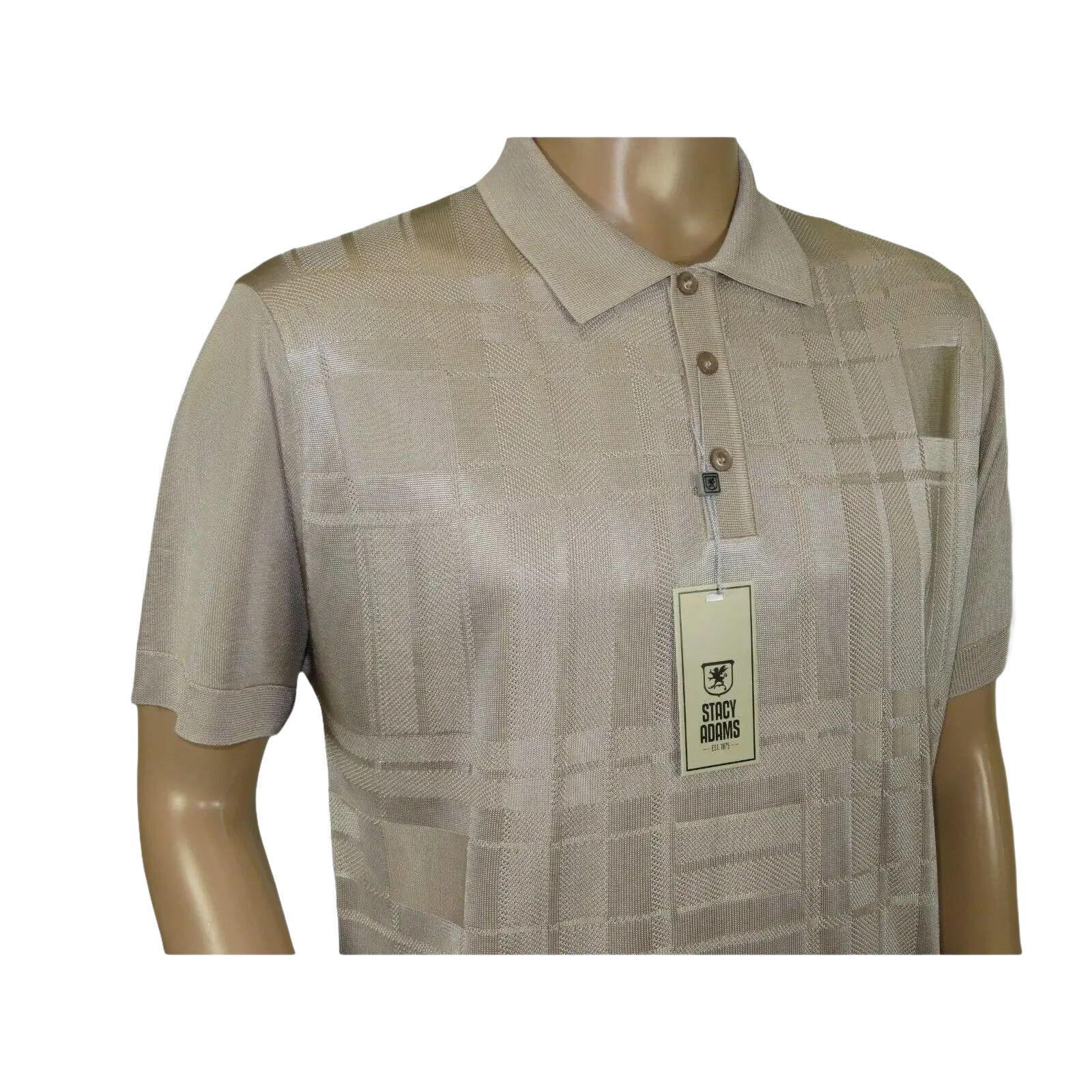 Mens Polo Shirt Slinky Sheer Short Sleeves Soft Touch Stacy Adams 57006 Taupe - J.Valintin Men's Wear Legend - 100031