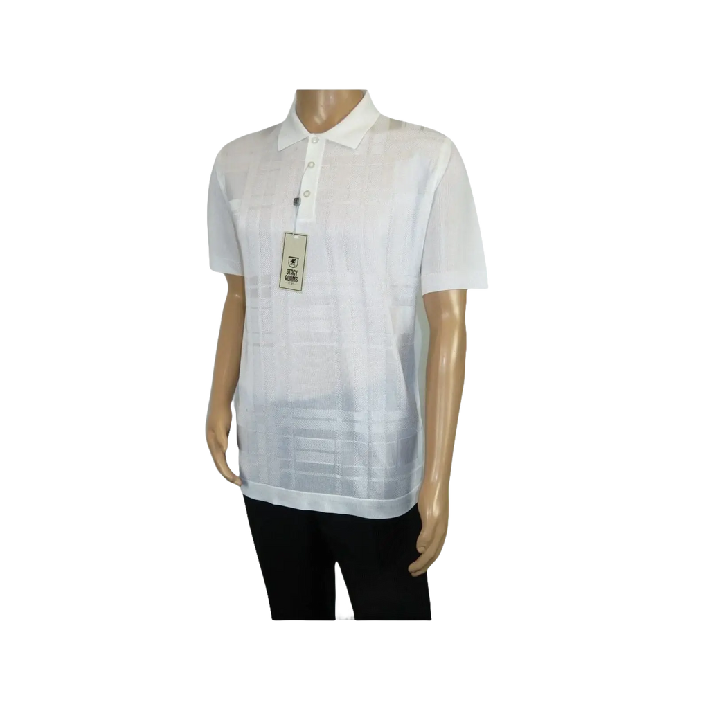 Mens Polo Shirt Slinky Sheer Short Sleeves Soft Touch Stacy Adams 57006 White - J.Valintin Men's Wear Legend - 100026