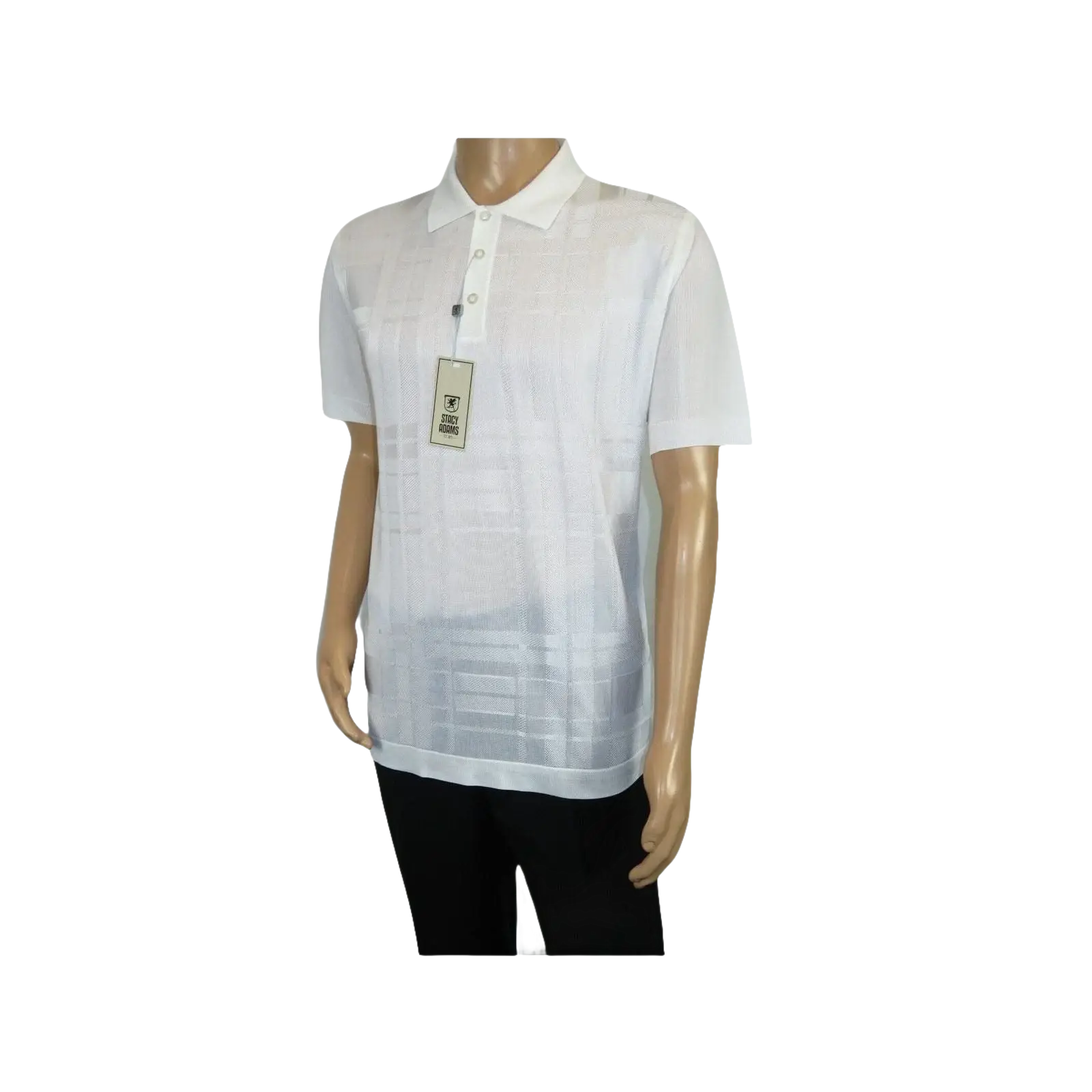 Mens Polo Shirt Slinky Sheer Short Sleeves Soft Touch Stacy Adams 57006 White - J.Valintin Men's Wear Legend - 100026