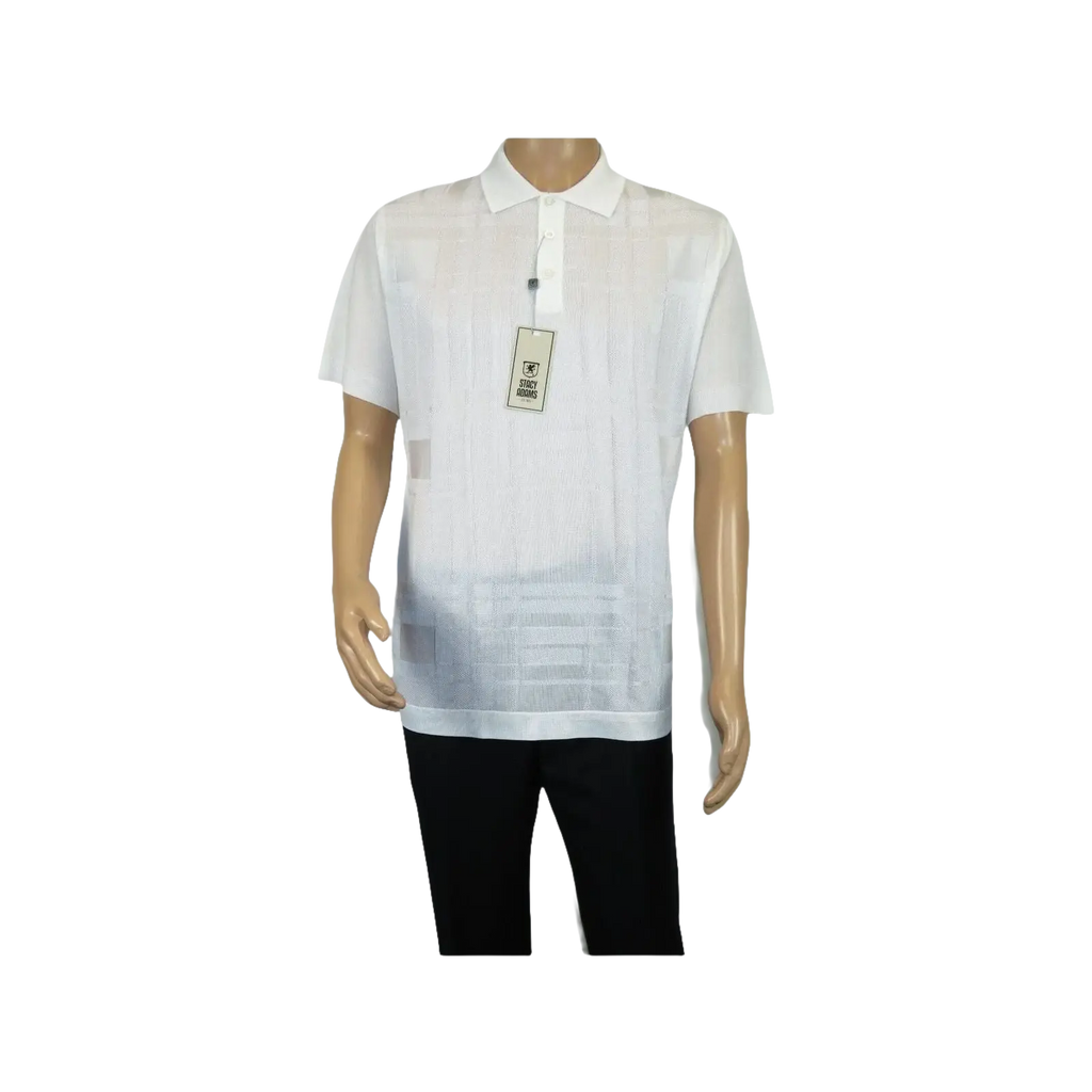 Mens Polo Shirt Slinky Sheer Short Sleeves Soft Touch Stacy Adams 57006 White - J.Valintin Men's Wear Legend - 100026