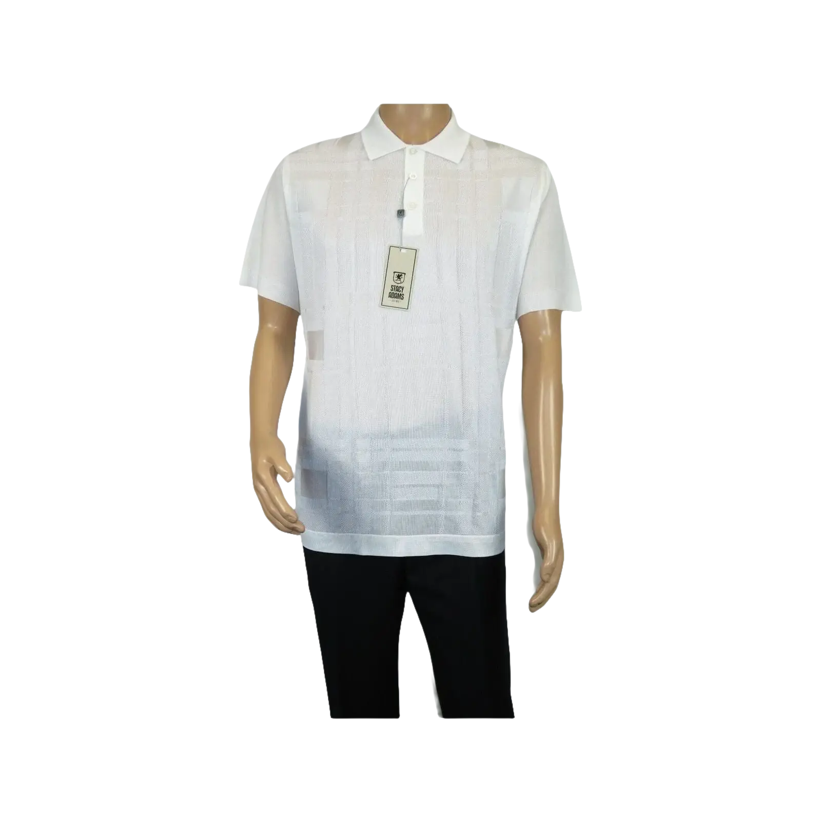 Mens Polo Shirt Slinky Sheer Short Sleeves Soft Touch Stacy Adams 57006 White - J.Valintin Men's Wear Legend - 100026