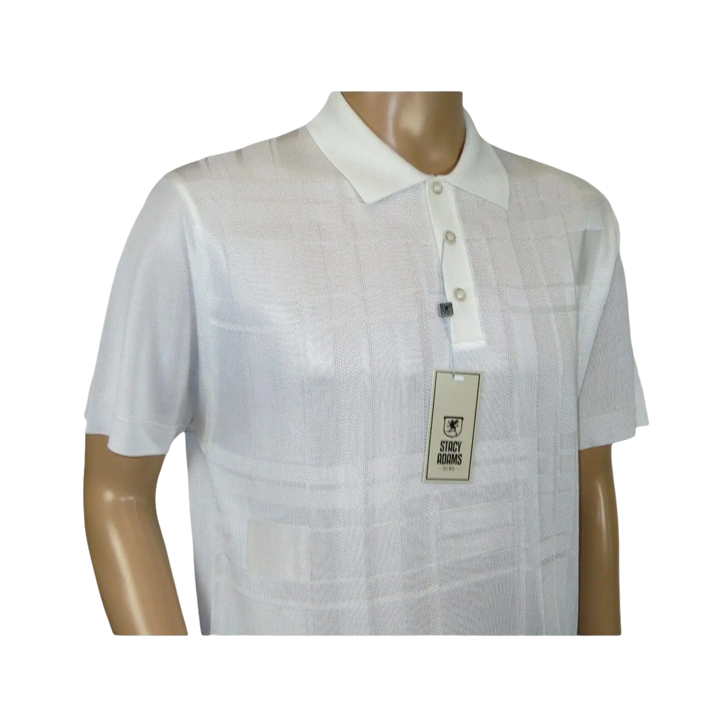 Mens Polo Shirt Slinky Sheer Short Sleeves Soft Touch Stacy Adams 57006 White - J.Valintin Men's Wear Legend - 100026