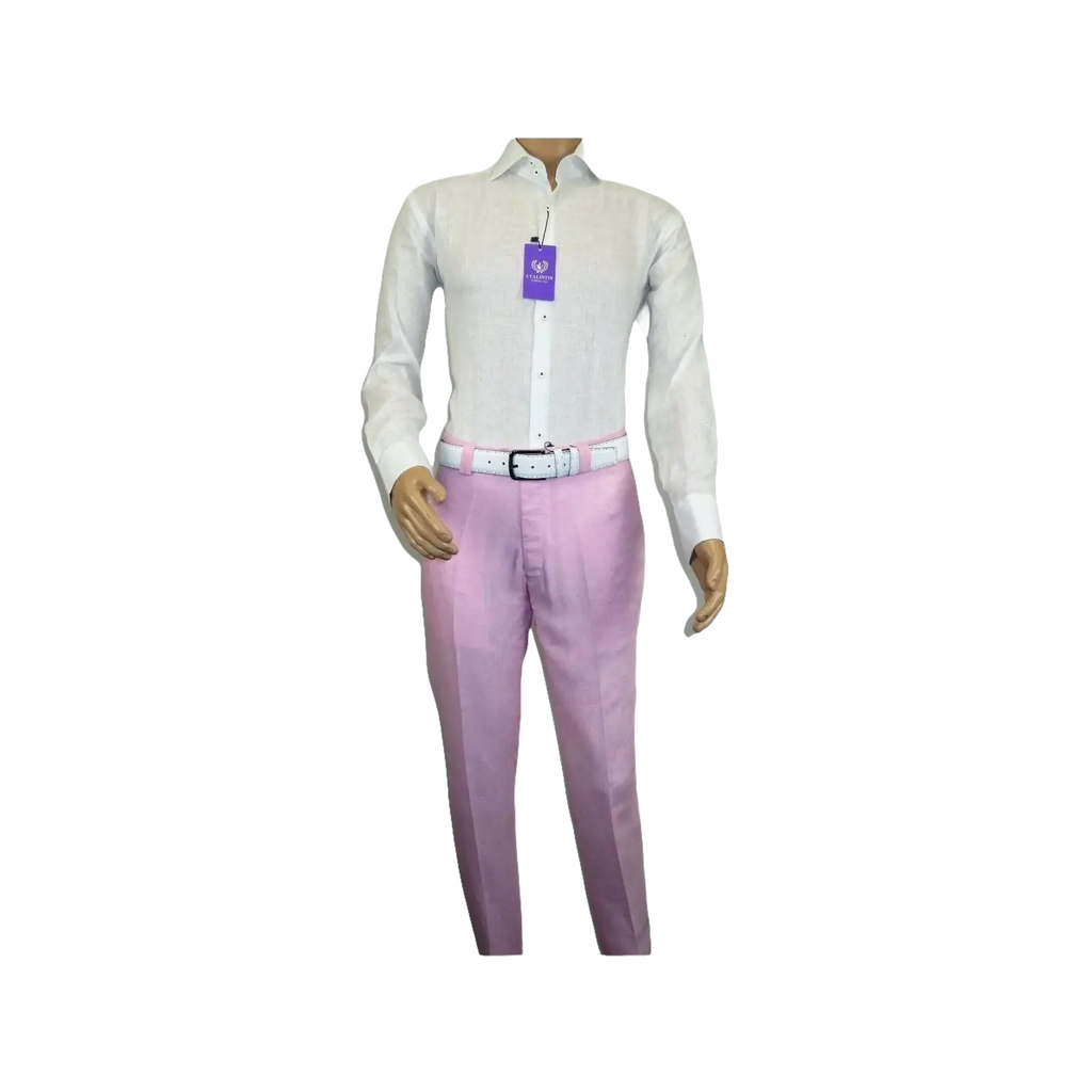 Mens Premium 100% Linen Cocktail Suit by INSERCH Breathable and cool SU880 Pink - J.Valintin Men's Wear Legend - 100661