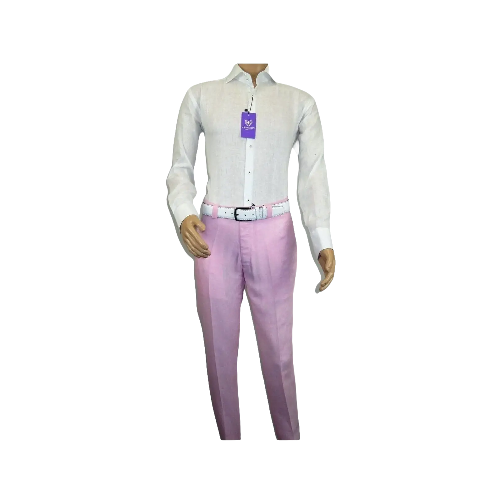 Mens Premium 100% Linen Cocktail Suit by INSERCH Breathable and cool SU880 Pink - J.Valintin Men's Wear Legend - 100661