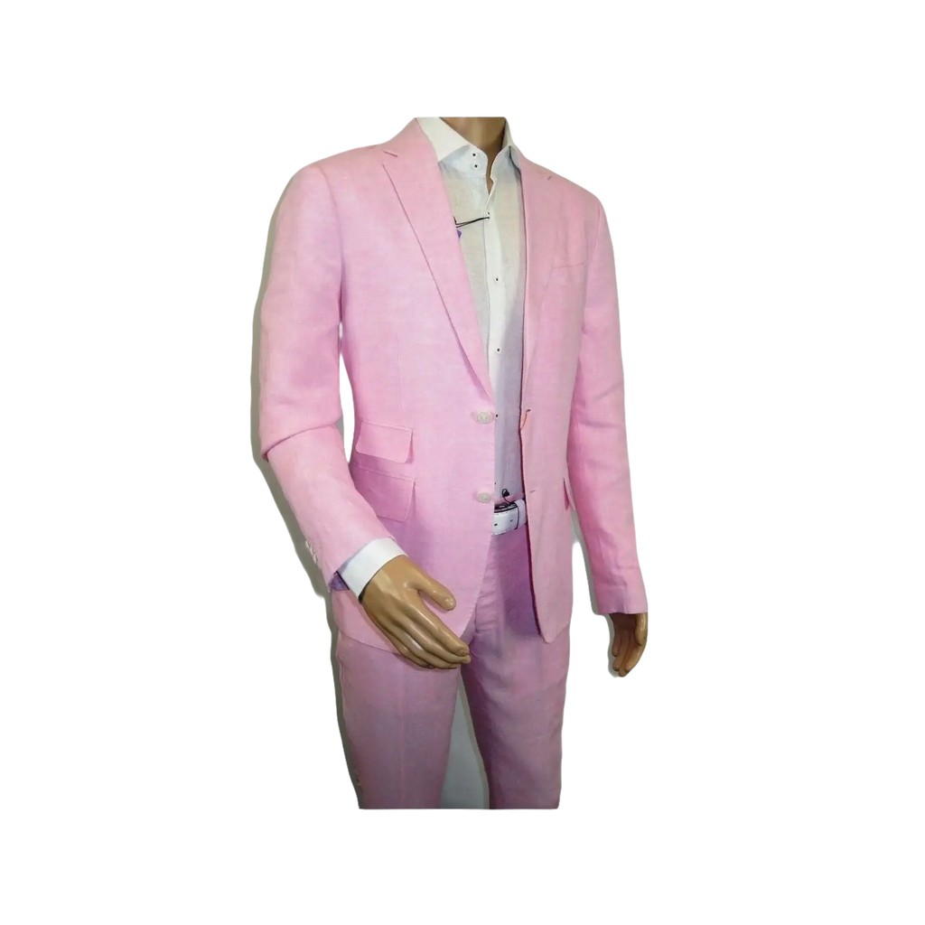 Mens Premium 100% Linen Cocktail Suit by INSERCH Breathable and cool SU880 Pink - J.Valintin Men's Wear Legend - 100661