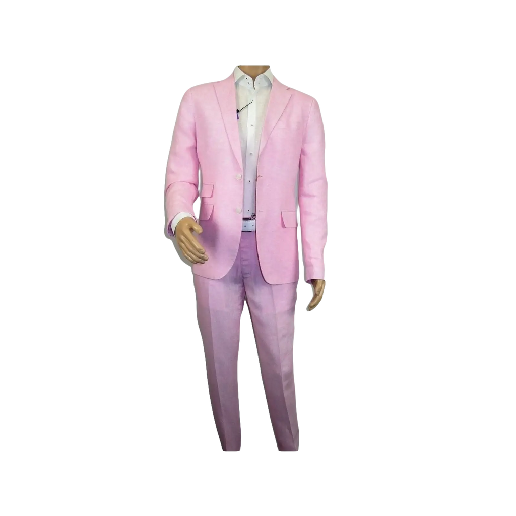 Mens Premium 100% Linen Cocktail Suit by INSERCH Breathable and cool SU880 Pink - J.Valintin Men's Wear Legend - 100661