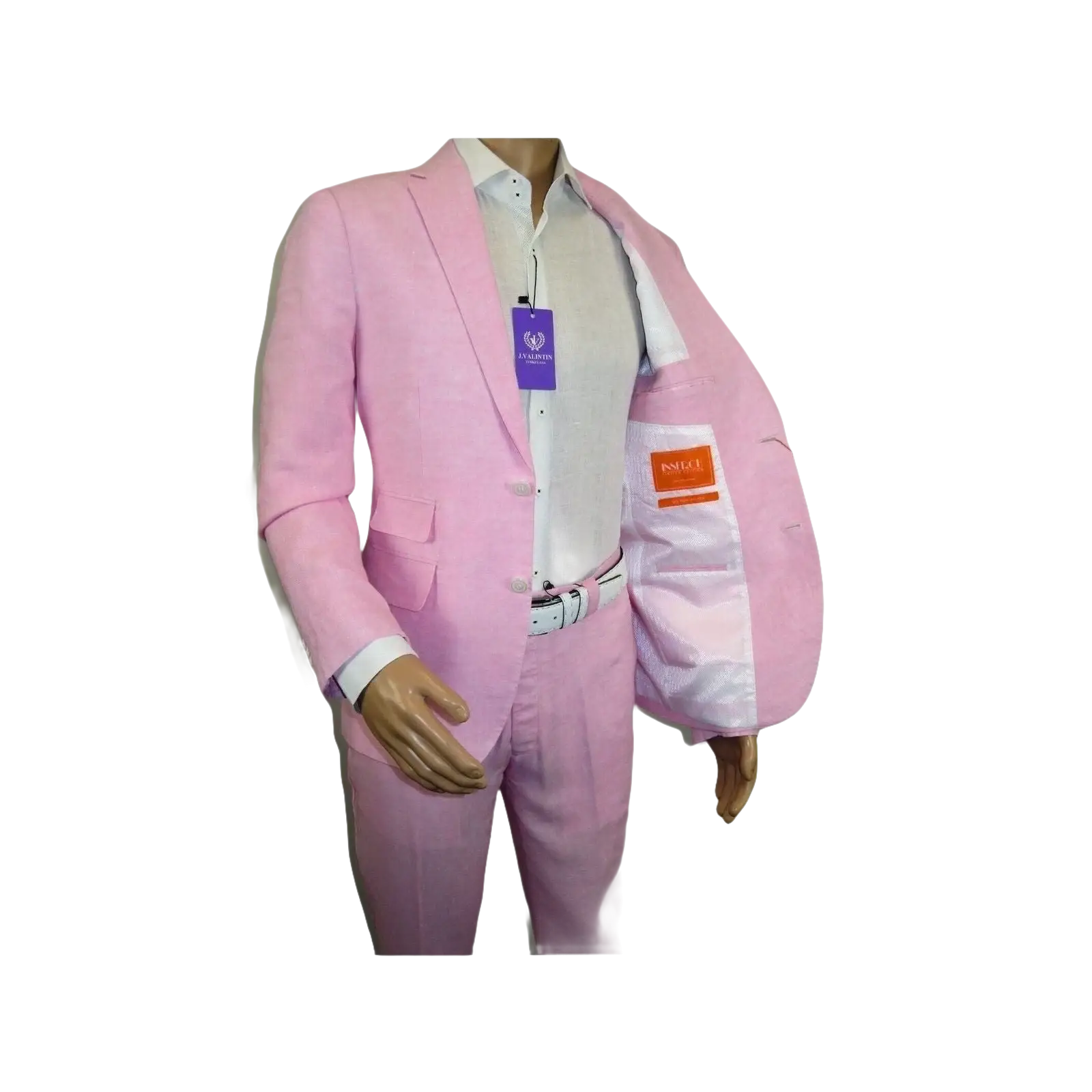 Mens Premium 100% Linen Cocktail Suit by INSERCH Breathable and cool SU880 Pink - J.Valintin Men's Wear Legend - 100661