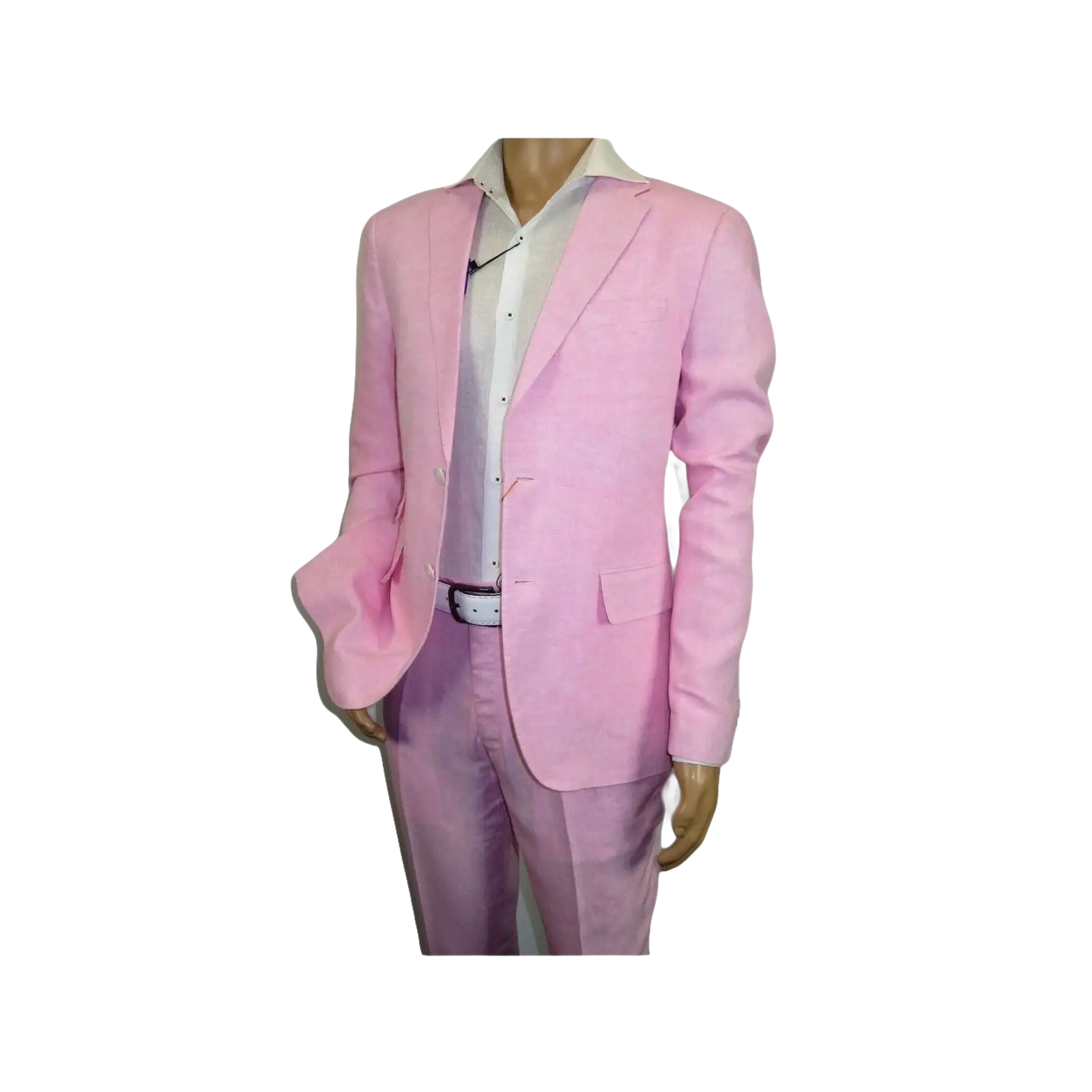 Mens Premium 100% Linen Cocktail Suit by INSERCH Breathable and cool SU880 Pink - J.Valintin Men's Wear Legend - 100661