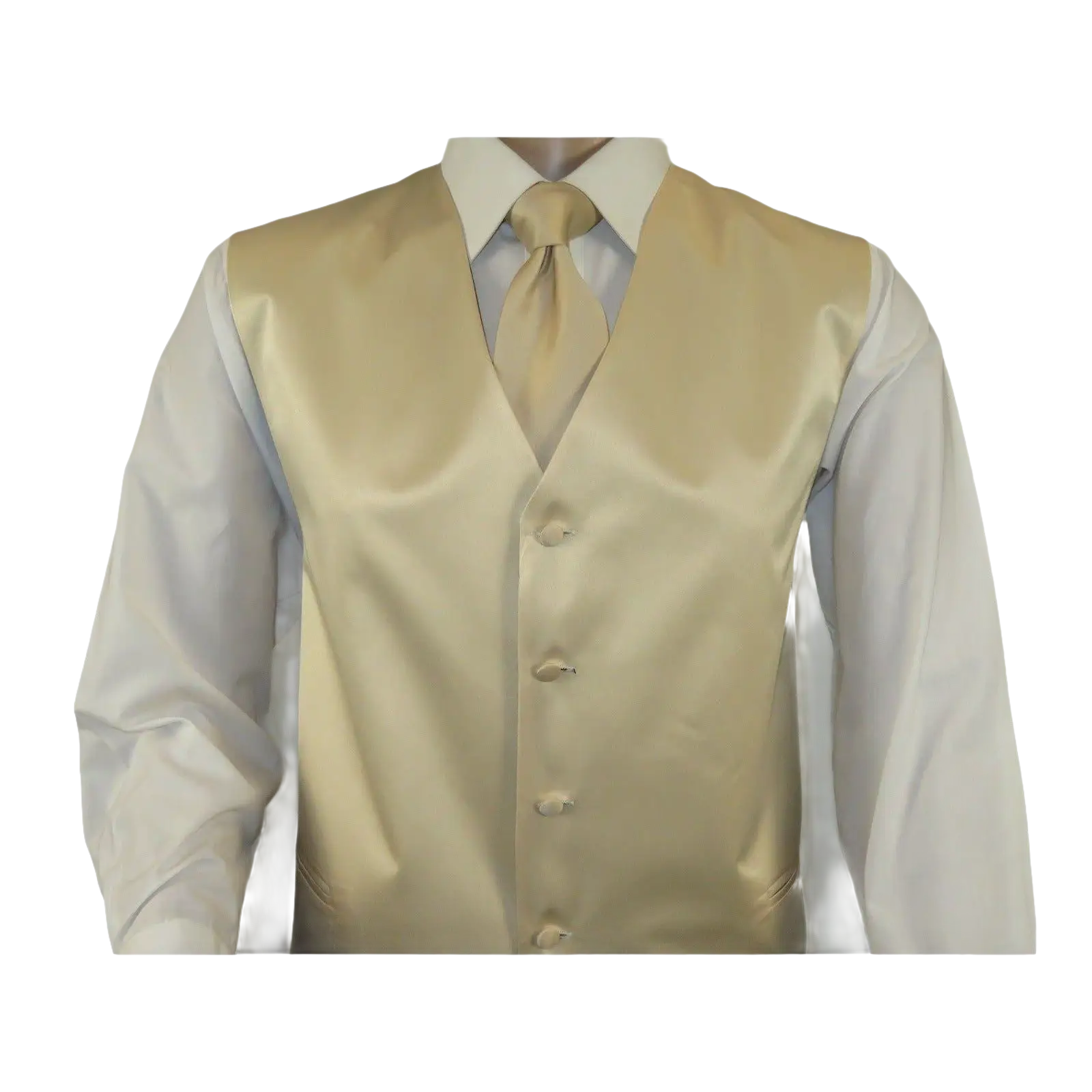 Men's Q Brand Formal Tuxedo Vest Tie and Hankie Satin #10 Beige 4X - J.Valintin Men's Wear Legend - 6576
