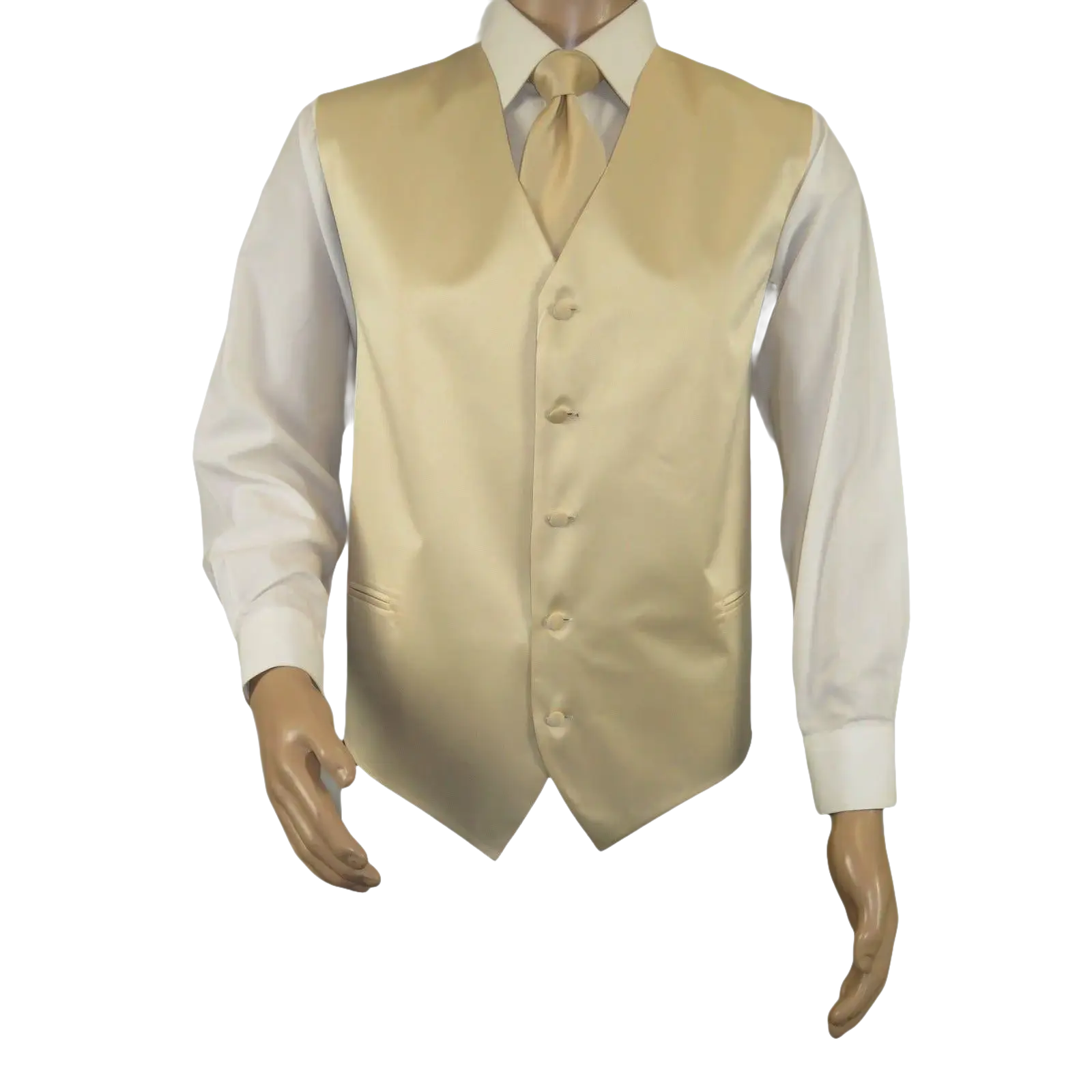 Men's Q Brand Formal Tuxedo Vest Tie and Hankie Satin #10 Beige 4X - J.Valintin Men's Wear Legend - 6576