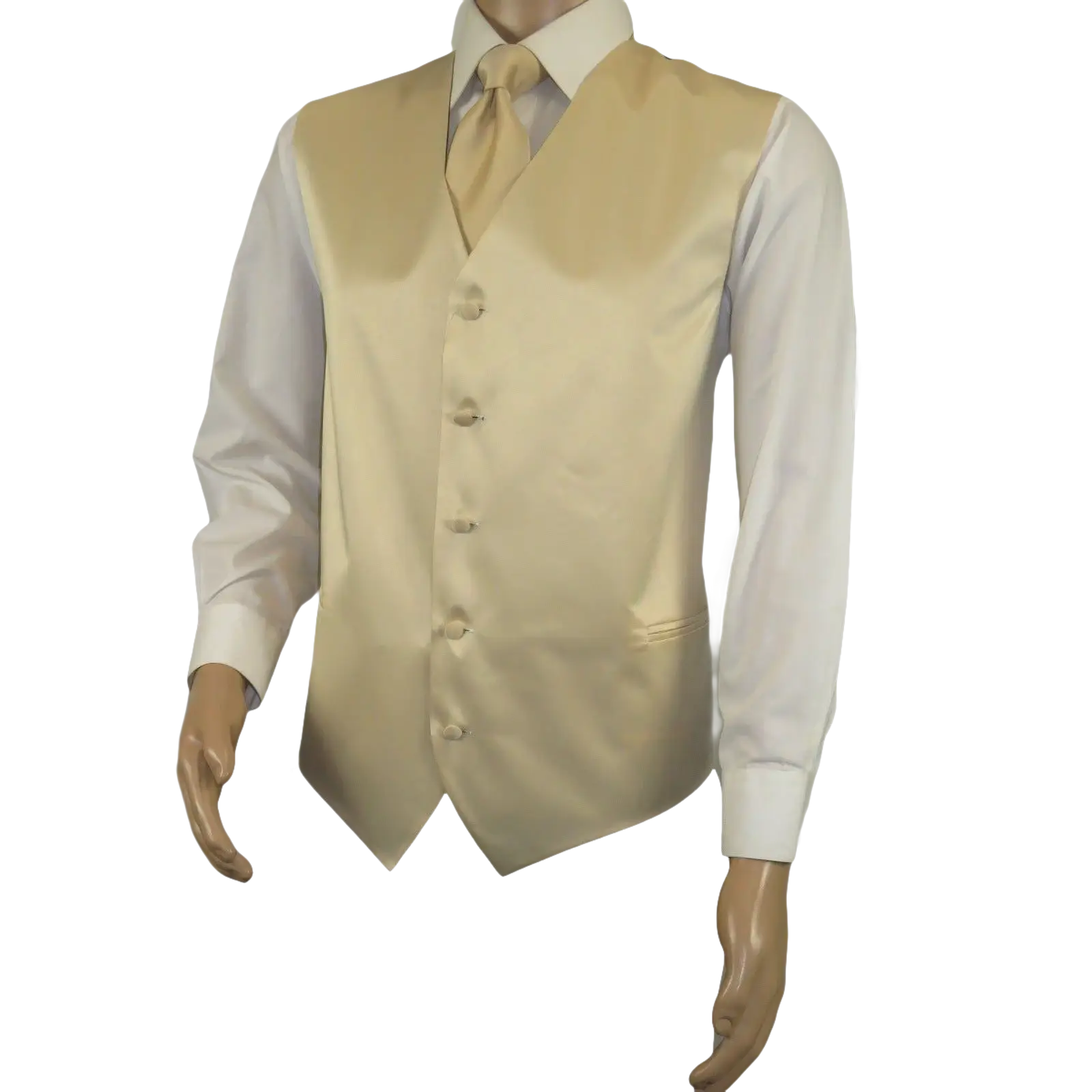 Men's Q Brand Formal Tuxedo Vest Tie and Hankie Satin #10 Beige 4X - J.Valintin Men's Wear Legend - 6576