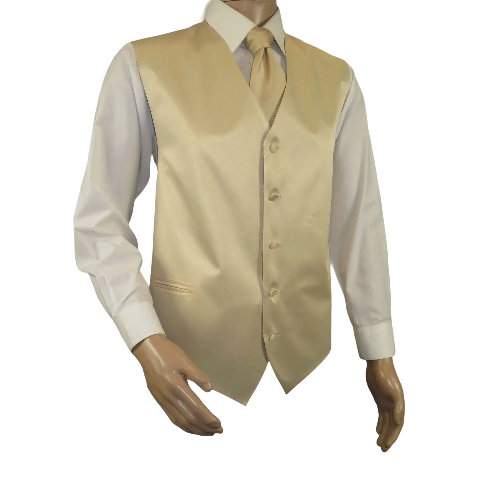 Men's Q Brand Formal Tuxedo Vest Tie and Hankie Satin #10 Beige 4X - J.Valintin Men's Wear Legend - 6576