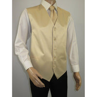 Men's Q Brand Formal Tuxedo Vest Tie and Hankie Satin #10 Beige 4X - J.Valintin Men's Wear Legend - 6576