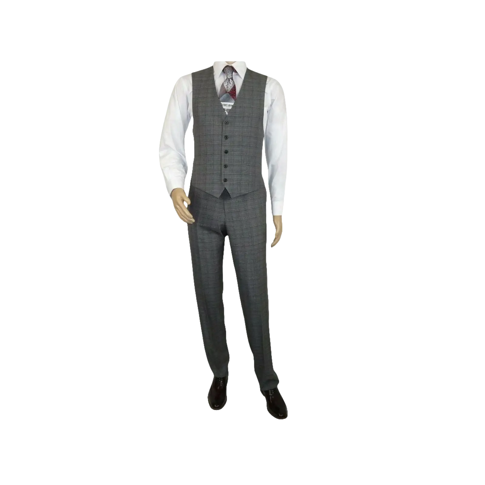 Mens Renoir 3 Piece Vested Suit Glen Plaid Notch Lapel Business 278 - 1 Gray New - J.Valintin Men's Wear Legend - 28301