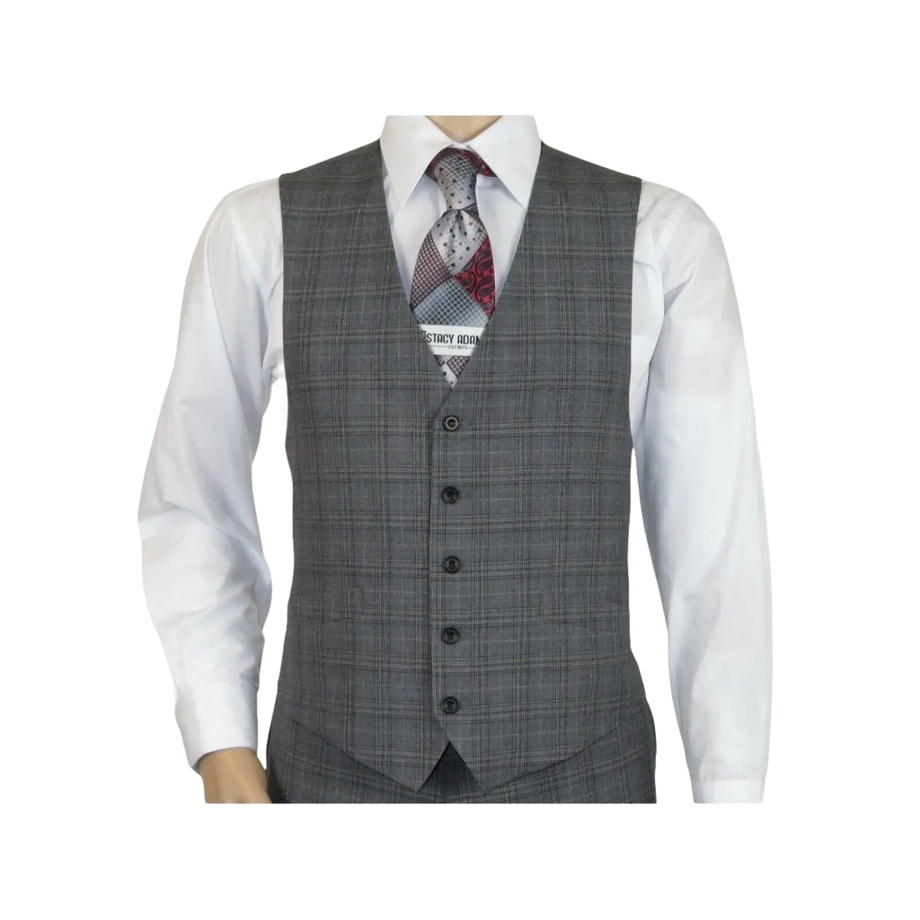 Mens Renoir 3 Piece Vested Suit Glen Plaid Notch Lapel Business 278 - 1 Gray New - J.Valintin Men's Wear Legend - 28301