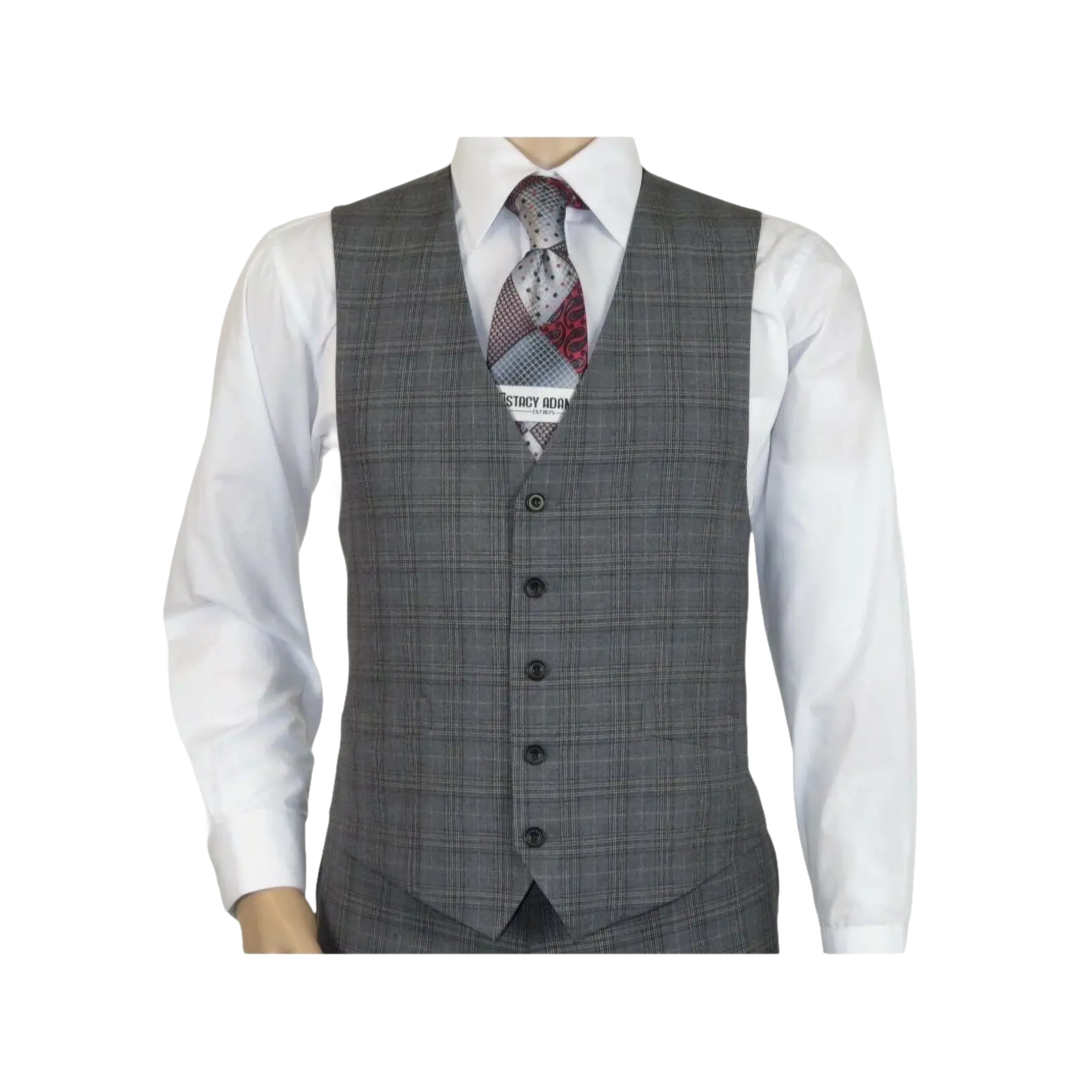 Mens Renoir 3 Piece Vested Suit Glen Plaid Notch Lapel Business 278 - 1 Gray New - J.Valintin Men's Wear Legend - 28301