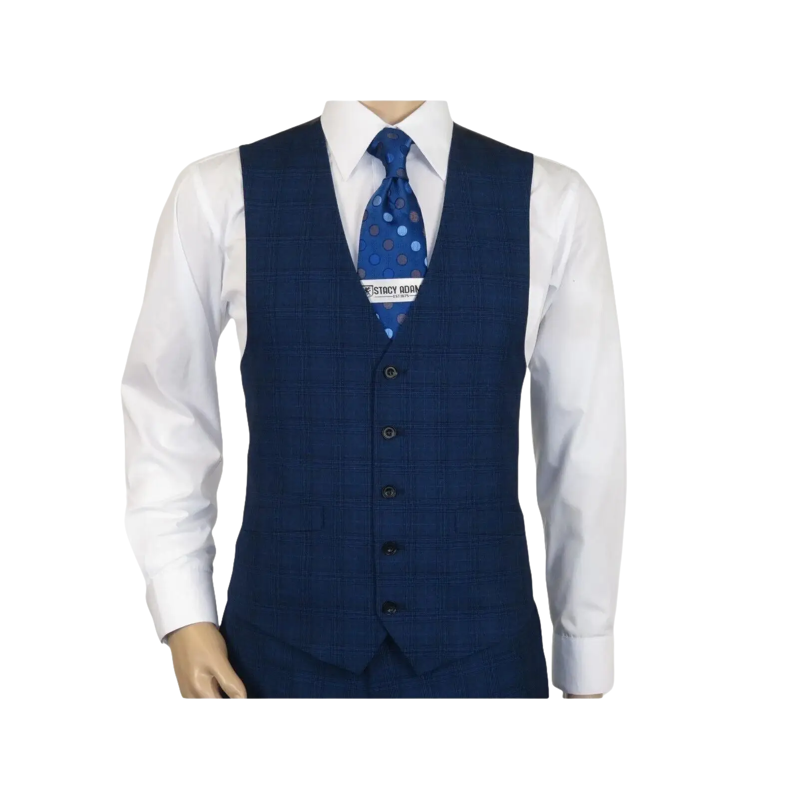 Mens Renoir 3 Piece Vested Suit Glenn Plaid Notch Lapel Business 278 - 2 Navy Blue - J.Valintin Men's Wear Legend - 21737