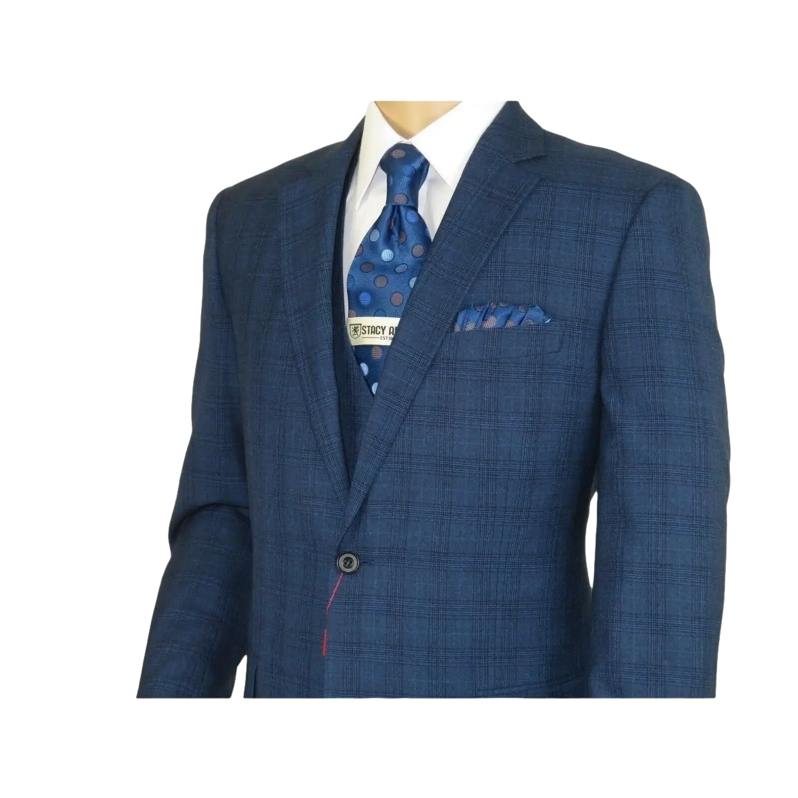 Mens Renoir 3 Piece Vested Suit Glenn Plaid Notch Lapel Business 278 - 2 Navy Blue - J.Valintin Men's Wear Legend - 21737
