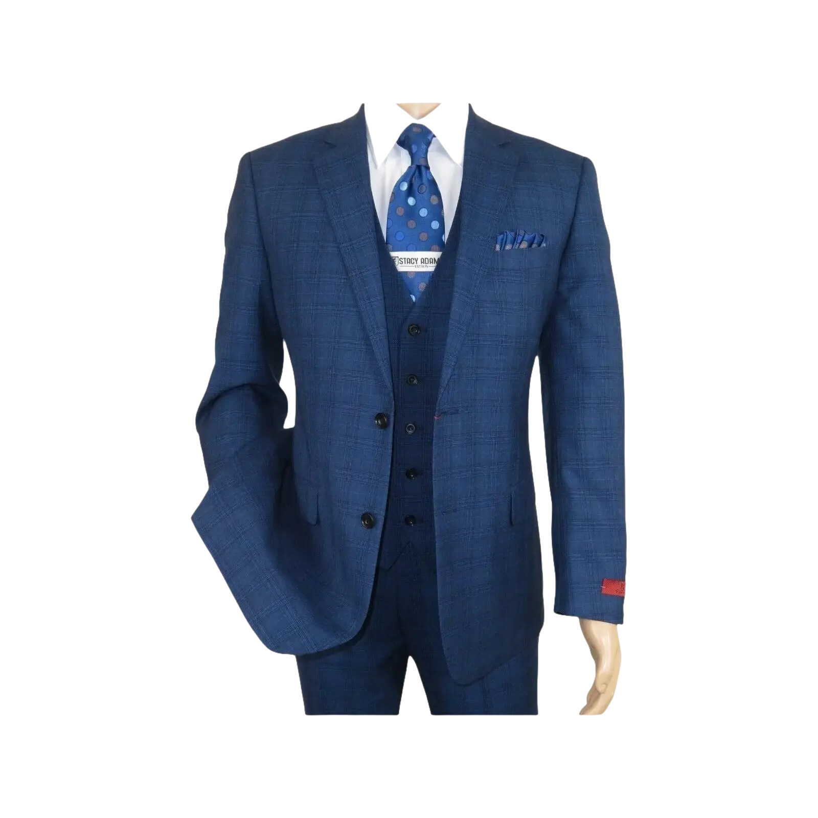 Mens Renoir 3 Piece Vested Suit Glenn Plaid Notch Lapel Business 278 - 2 Navy Blue - J.Valintin Men's Wear Legend - 21737