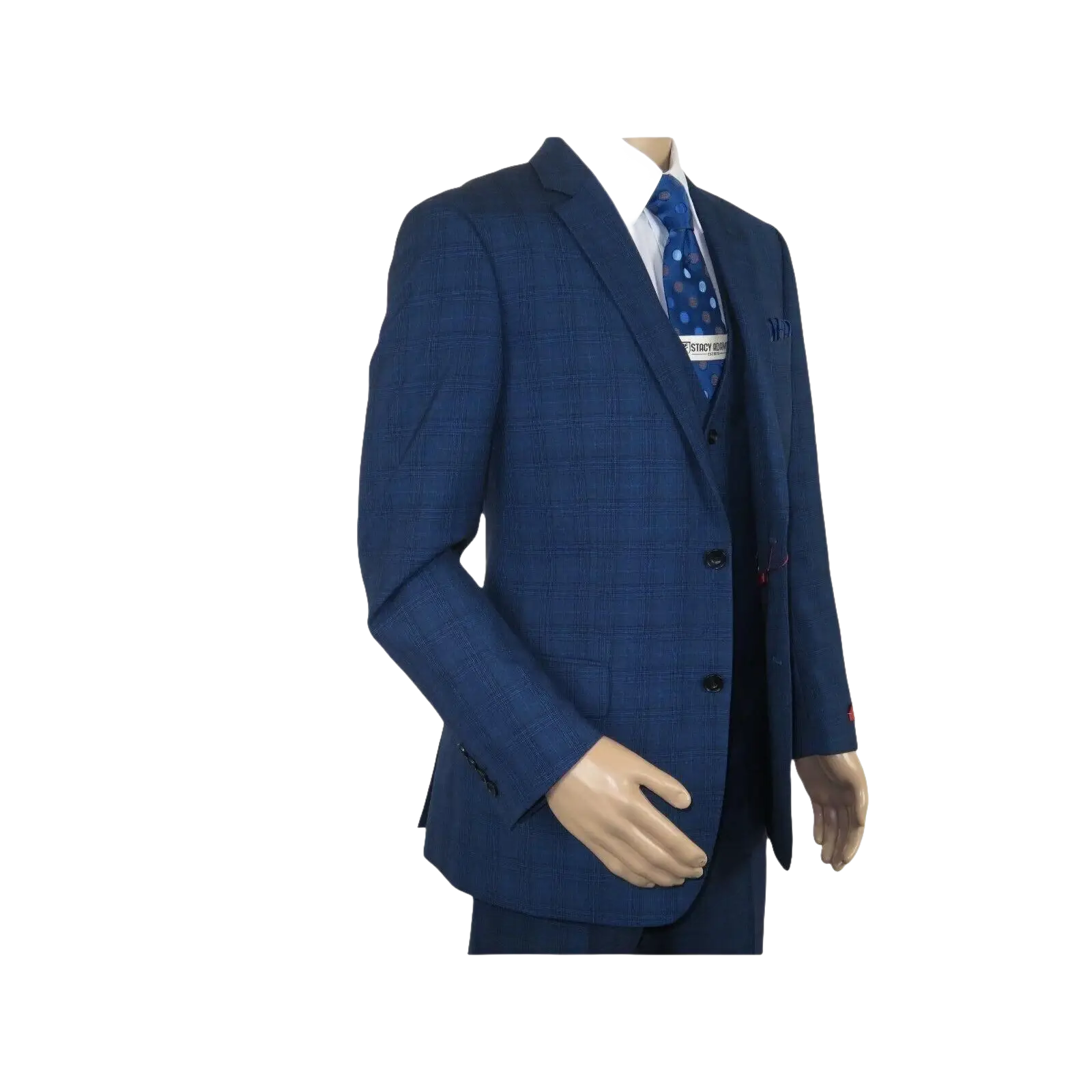Mens Renoir 3 Piece Vested Suit Glenn Plaid Notch Lapel Business 278 - 2 Navy Blue - J.Valintin Men's Wear Legend - 21737