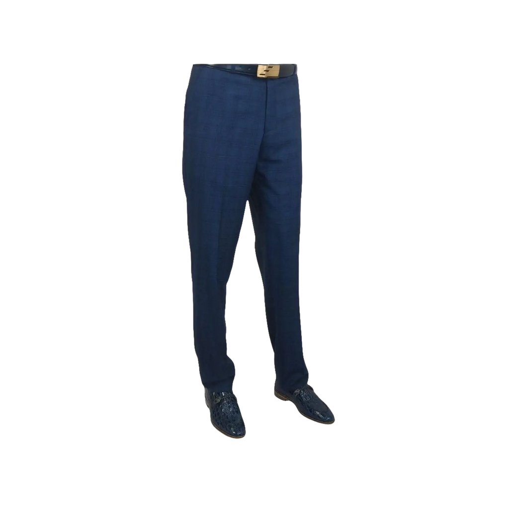 Mens Renoir 3 Piece Vested Suit Glenn Plaid Notch Lapel Business 278 - 2 Navy Blue - J.Valintin Men's Wear Legend - 21737