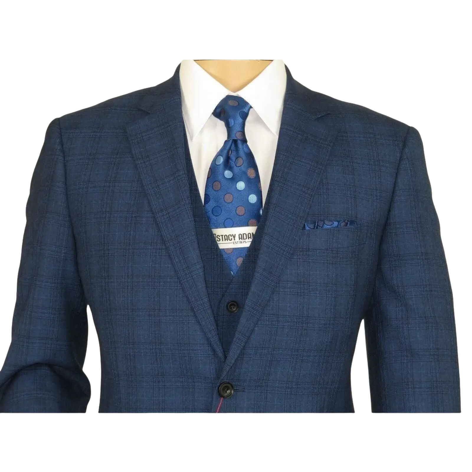 Mens Renoir 3 Piece Vested Suit Glenn Plaid Notch Lapel Business 278 - 2 Navy Blue - J.Valintin Men's Wear Legend - 21737