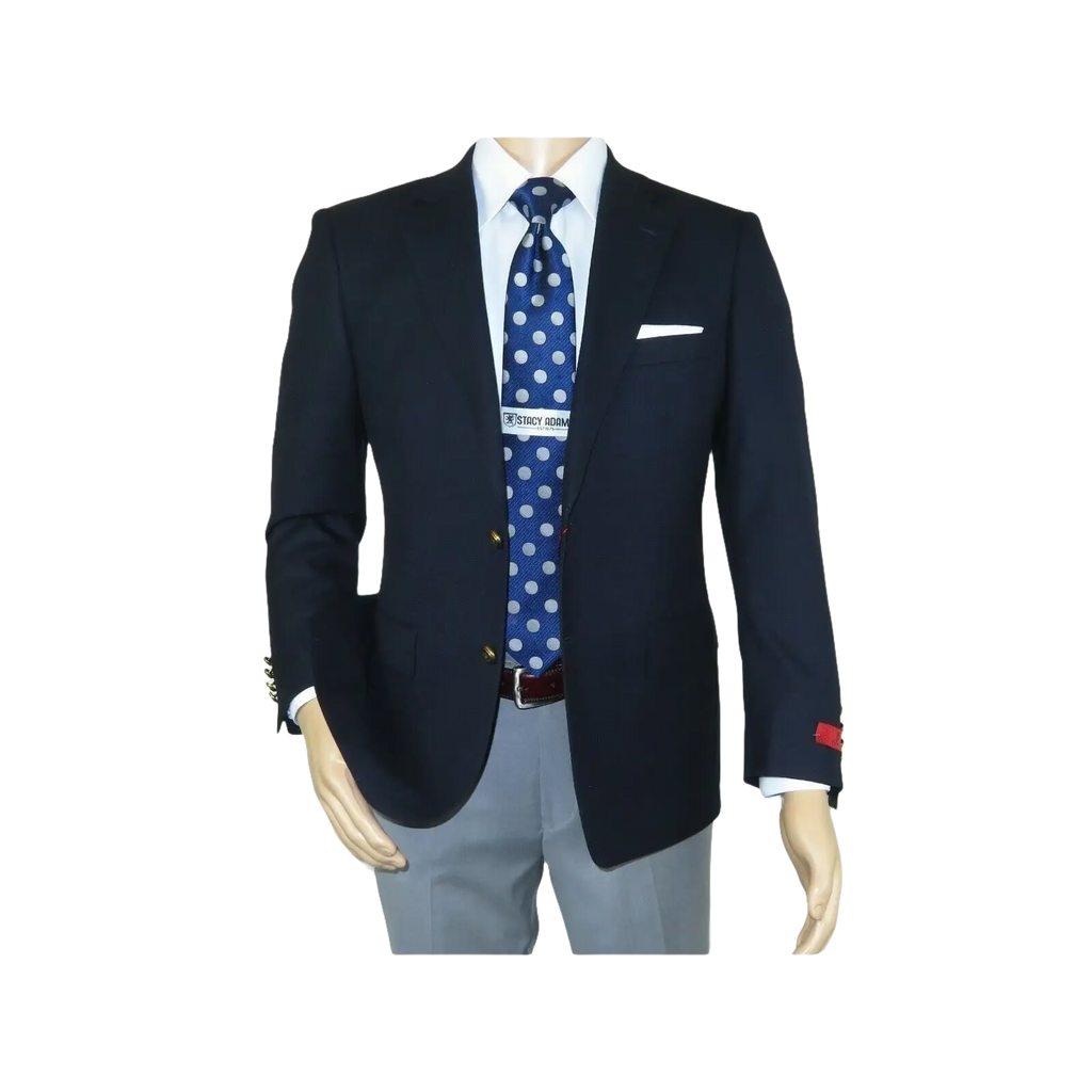 Men's RENOIR Classic Blazer 100% Wool Side vents Metal Buttons Notch 509 - 2 Navy - J.Valintin Men's Wear Legend - 21544
