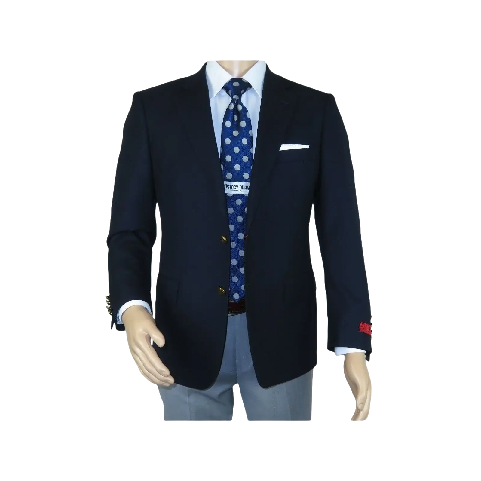 Men's RENOIR Classic Blazer 100% Wool Side vents Metal Buttons Notch 509 - 2 Navy - J.Valintin Men's Wear Legend - 21544