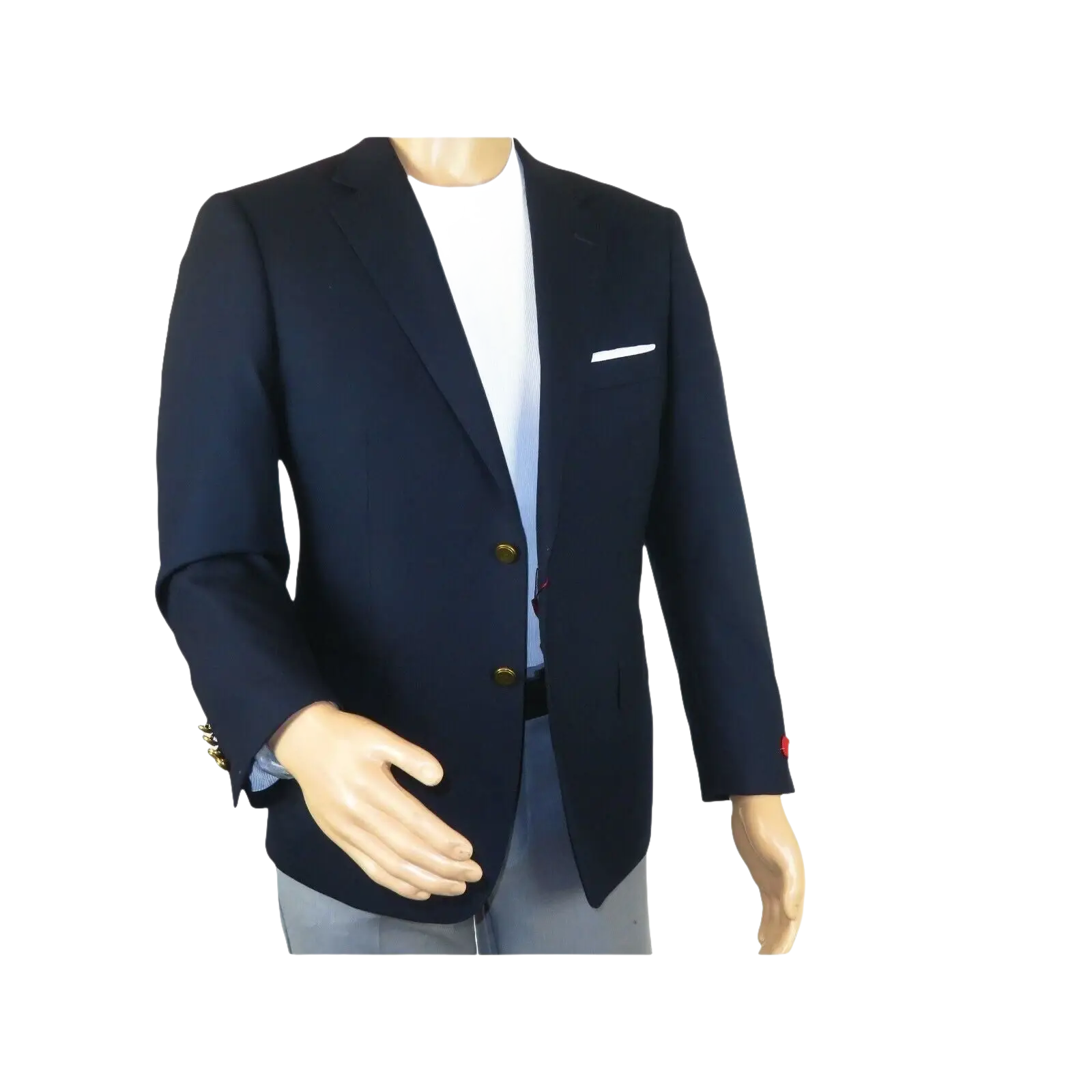 Men's RENOIR Classic Blazer 100% Wool Side vents Metal Buttons Notch 509 - 2 Navy - J.Valintin Men's Wear Legend - 21544