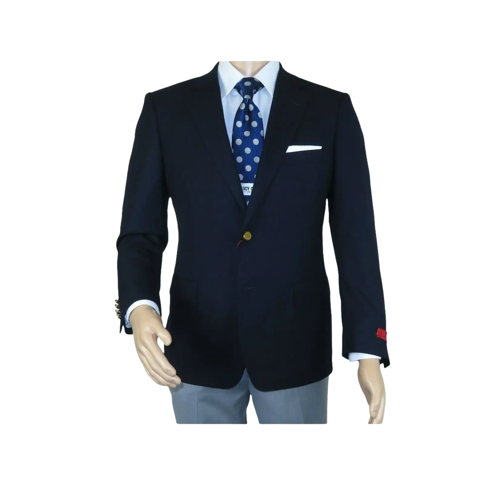 Men's RENOIR Classic Blazer 100% Wool Side vents Metal Buttons Notch 509 - 2 Navy - J.Valintin Men's Wear Legend - 21544