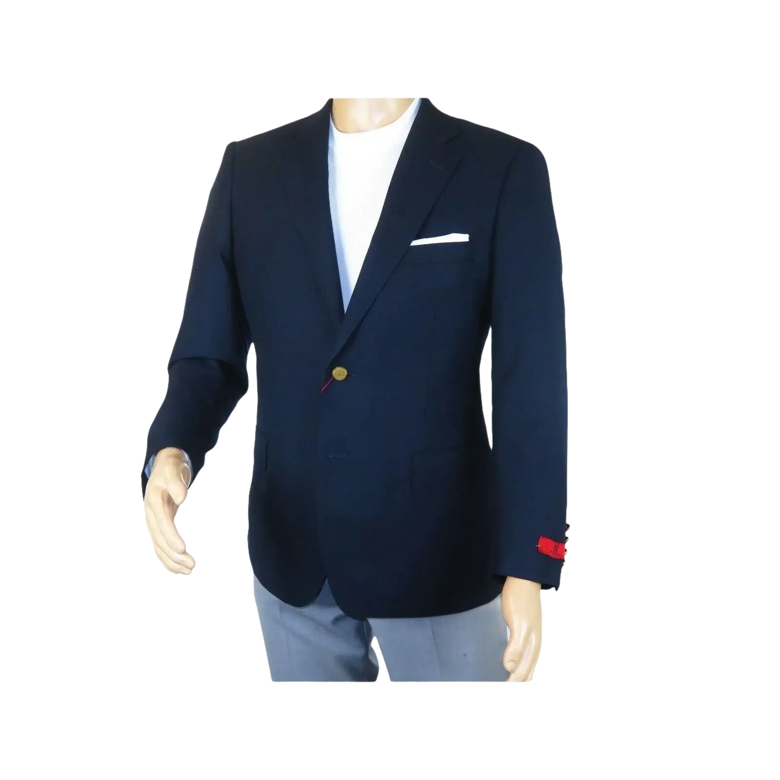 Men's RENOIR Classic Blazer 100% Wool Side vents Metal Buttons Notch 509 - 2 Navy - J.Valintin Men's Wear Legend - 21544